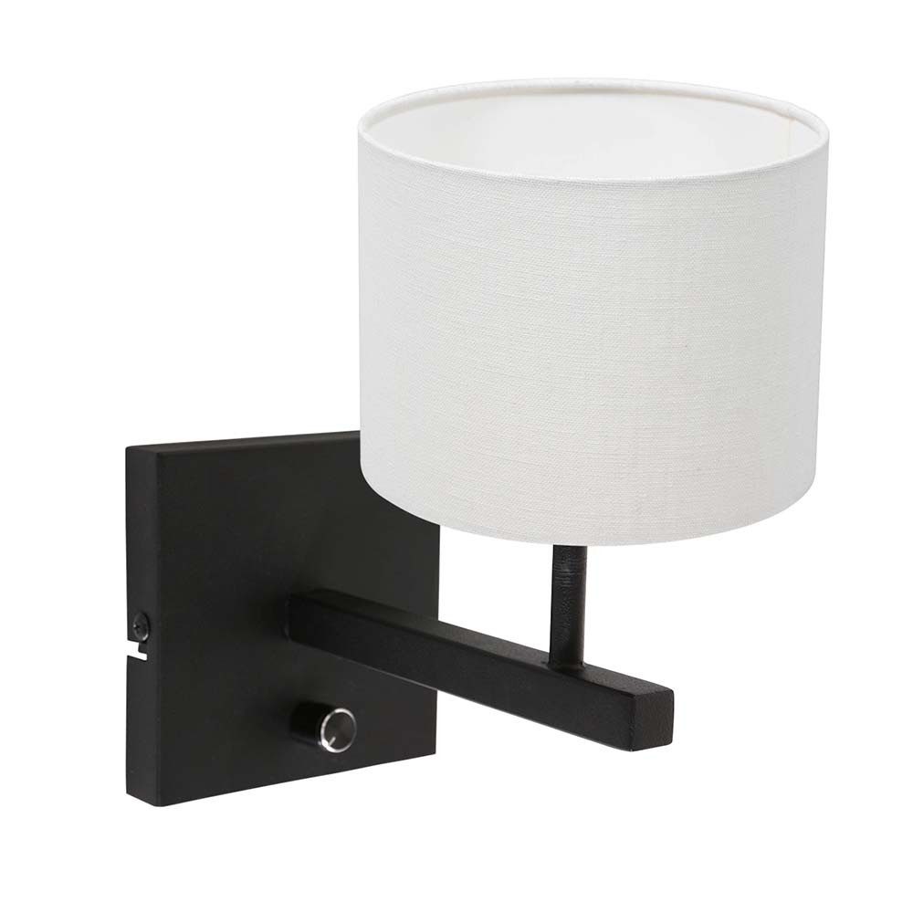 Steinhauer LIGHTING Wandleuchte, Leuchtmittel nicht inklusive, Wandleuchte Bettleuchte Schlafzimmerlampe schwarz E27 Textil weiß
