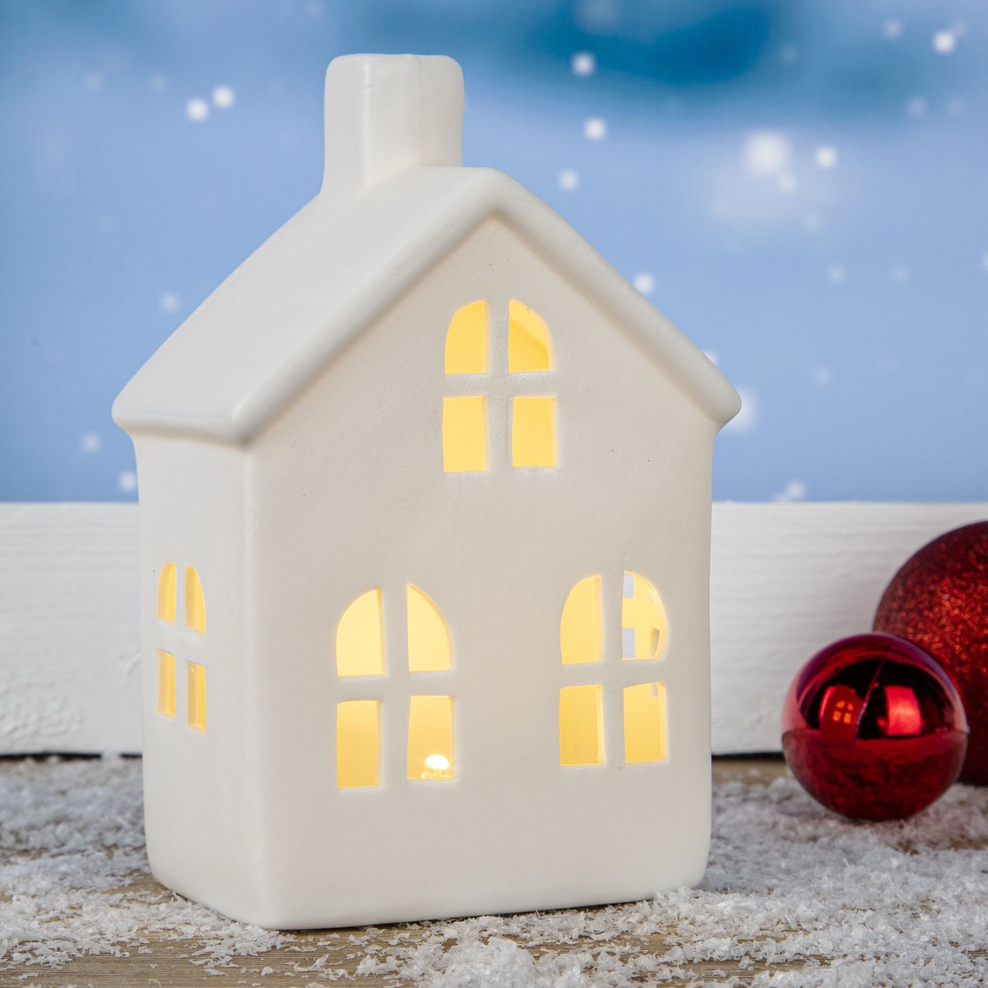 GartenHero Weihnachtshaus LED Weihnachtshaus Porzellan Batteriebetrieben We günstig online kaufen