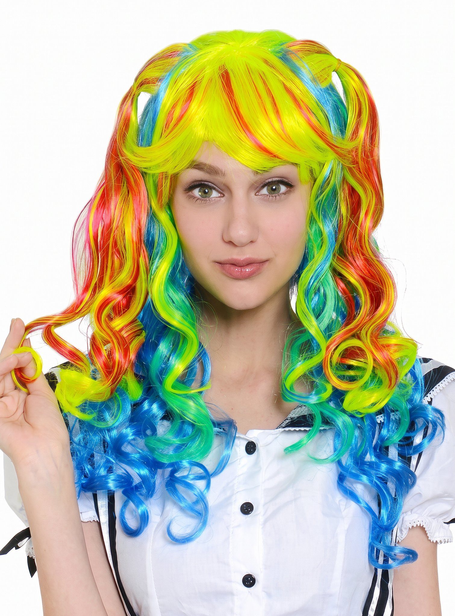 Metamorph Kostüm-Perücke Rainbow Manga Perücke - Clown Faschingsperücke, Karnevalsperücke in Einheitsgröße für Erwachsene