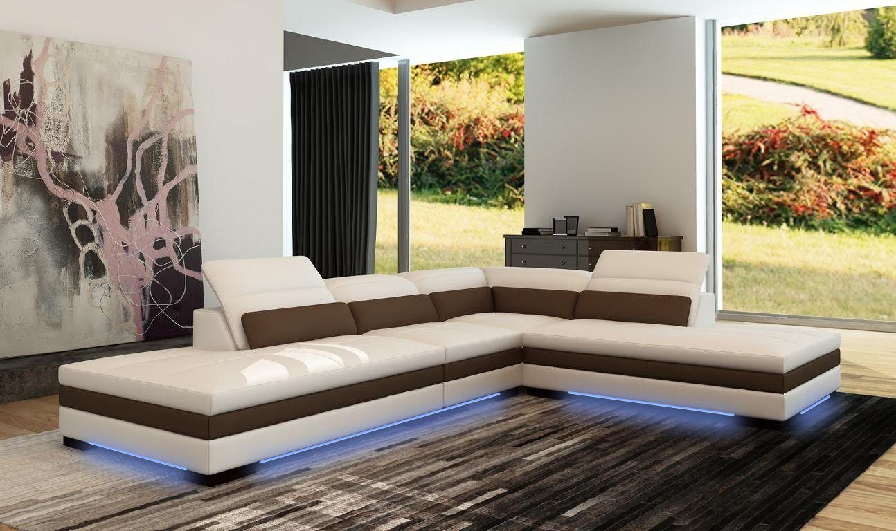 Wohnlandschaft Made JVmoebel Design Modern Europa Eck Ledersofa Sofa Couch Ecksofa in 5127B,