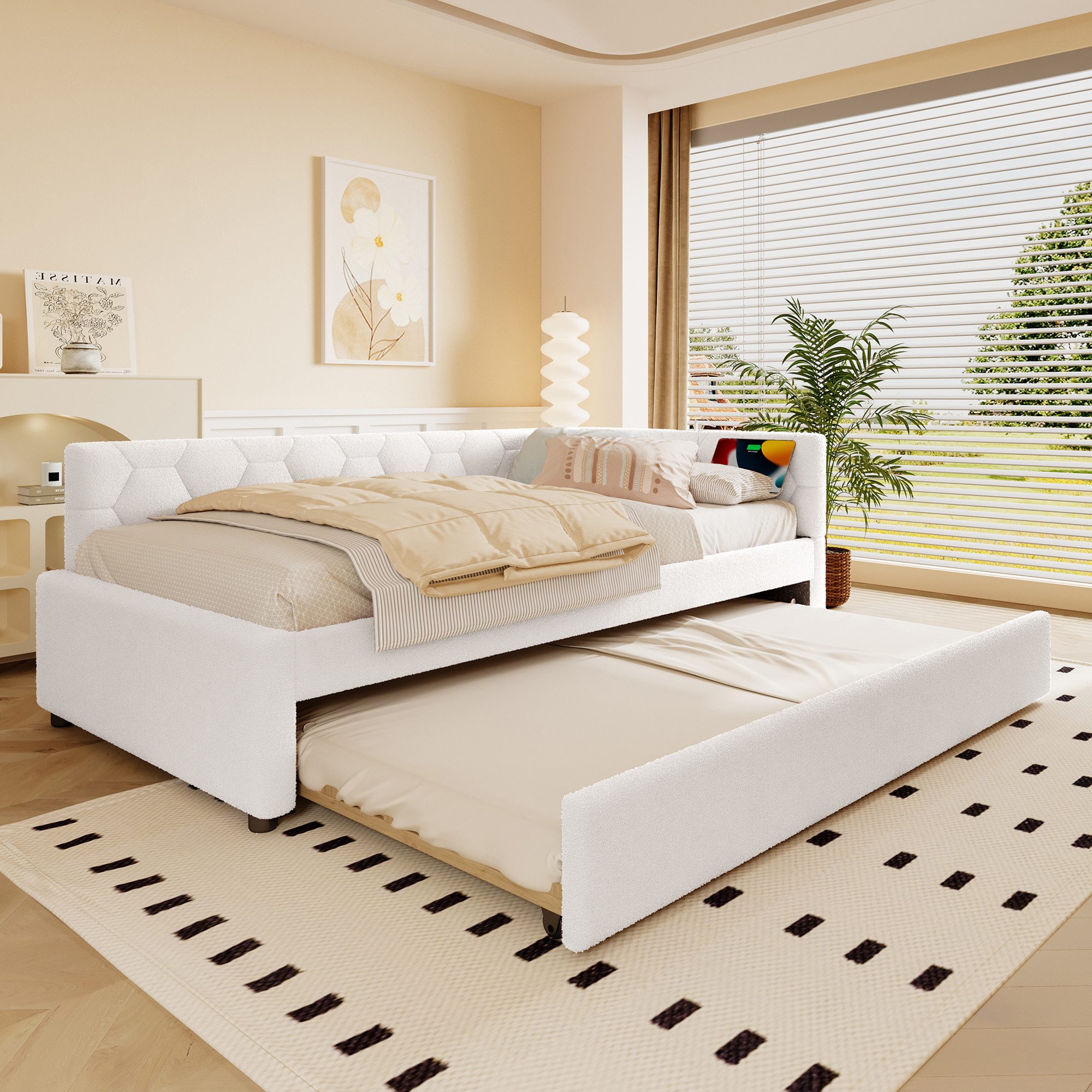 Merax Daybett (1 tlg), Polsterbett Tagesbett Schlafsofa 90x200cm mit Auszie günstig online kaufen