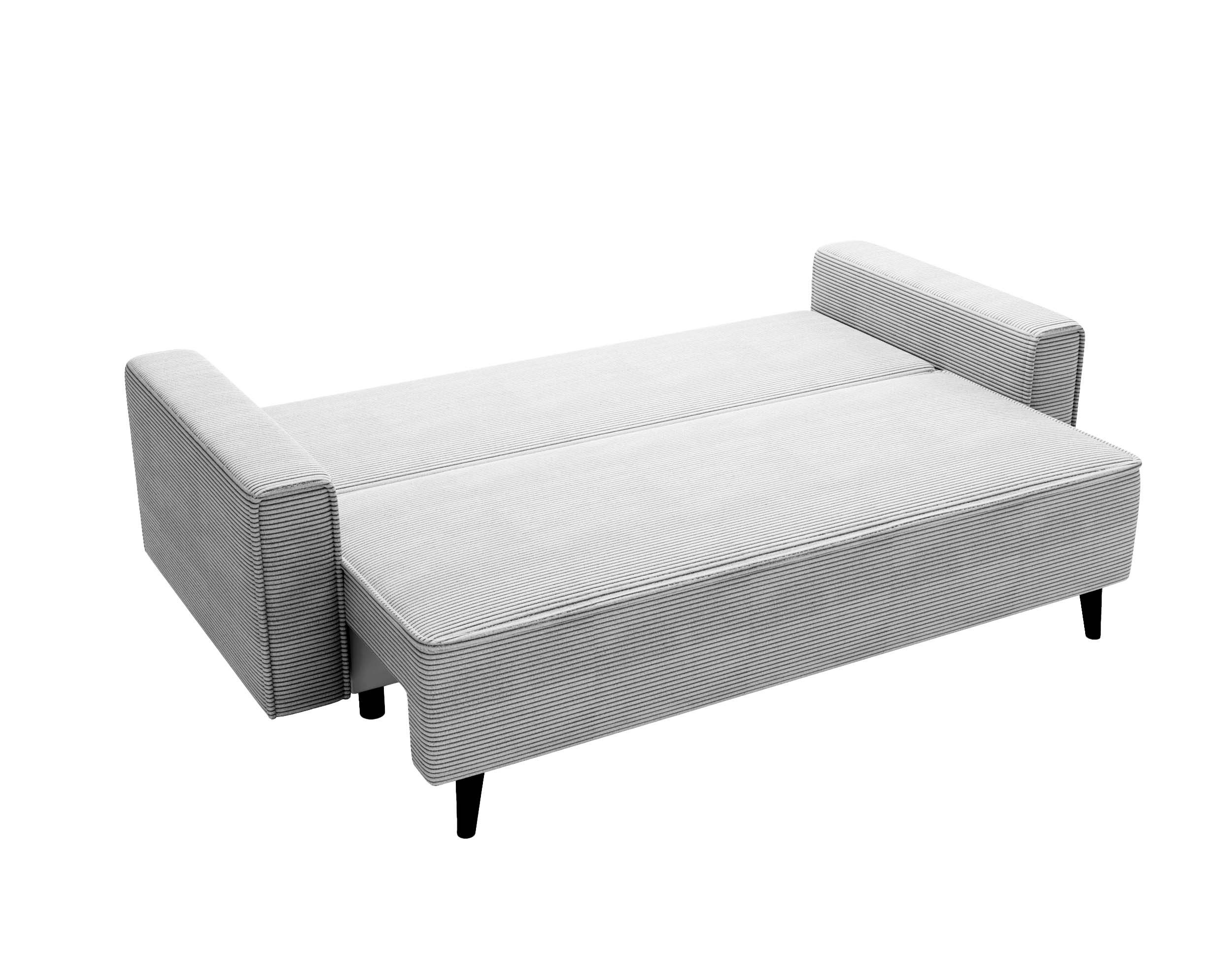Goldstoff Schlafsofa Cordstoff - LUX 225 cm - Sofa mit schlaffunktion und Bettkasten