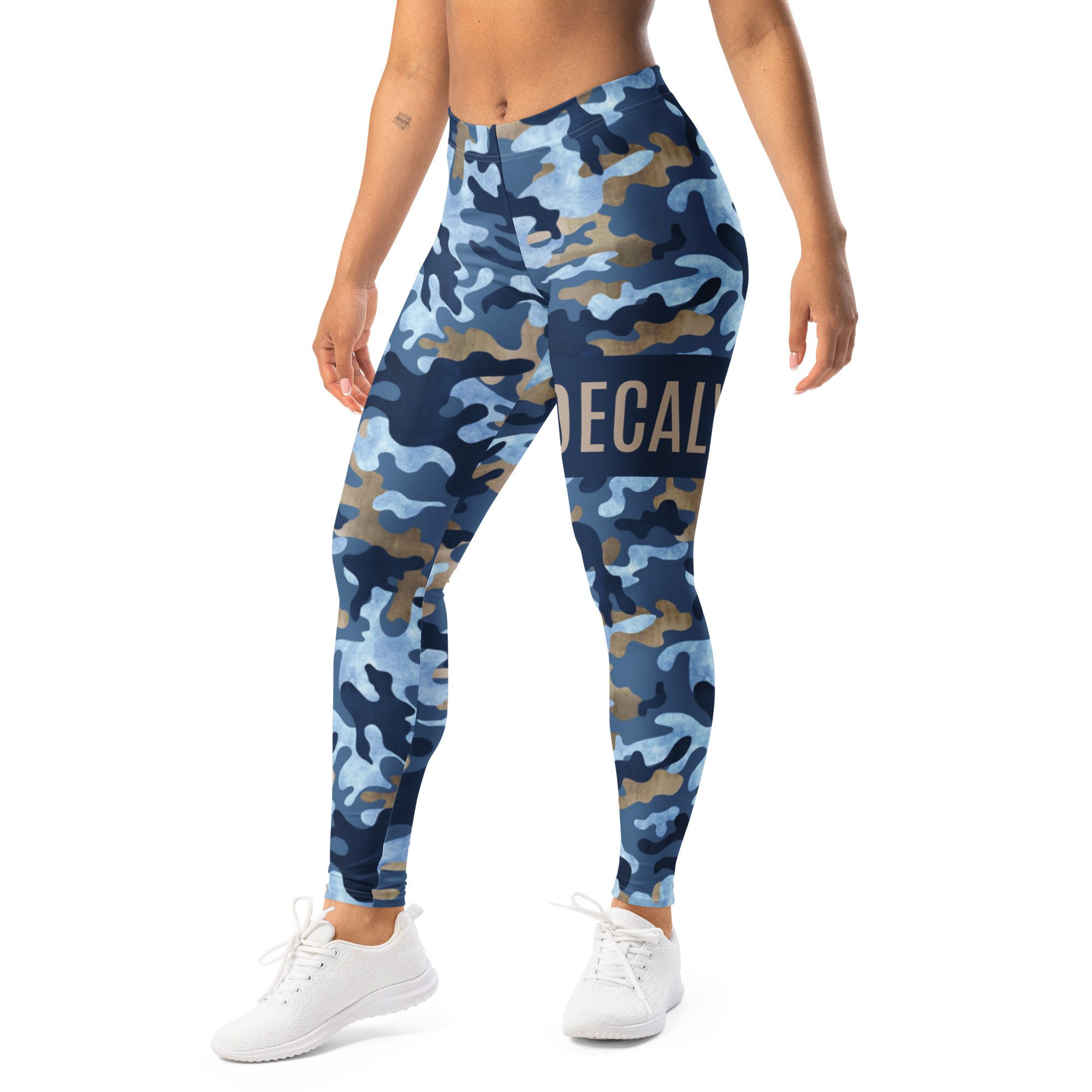 DECALVIBES Funktionsleggings Damen Leggings Basic Urban Side Blue Camouflage Blickdicht, 4-Wege-Stretch, elastischer Bund, weiches Material