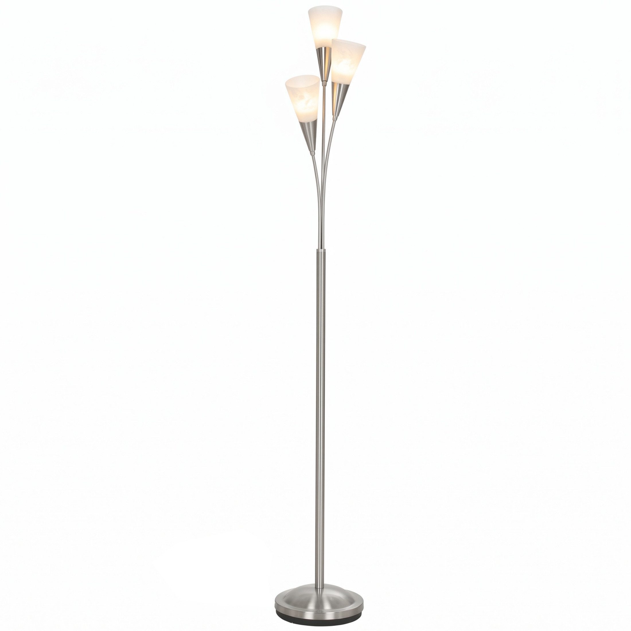 Blossom Stehlampe Stehleuchte Wohnzimmer Silber, Deckenfluter mit 3xE14, Fußschalter, 26×166 cm, Ohne Glühbirne, für Wohnzimmer, Schlafzimmer, Büro