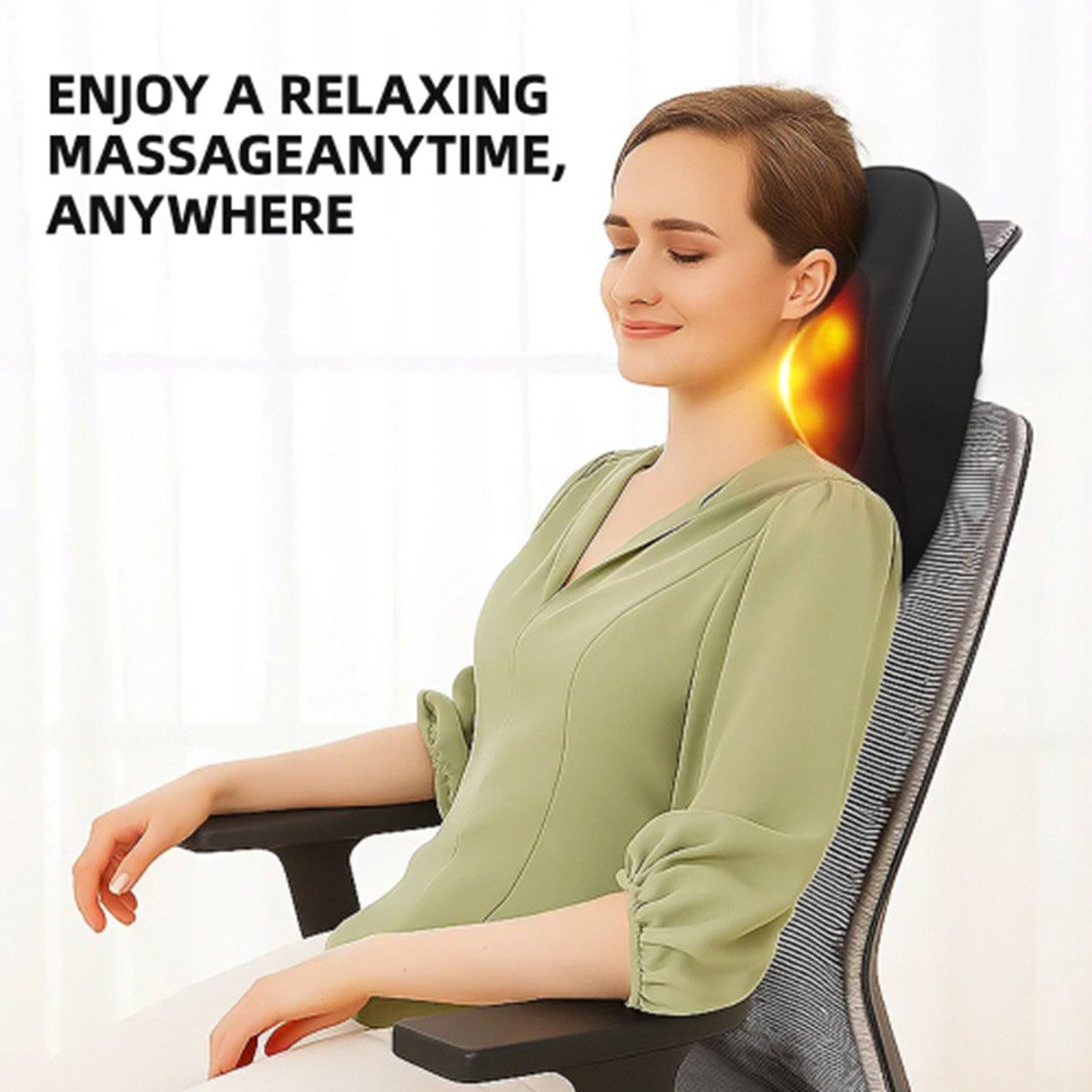 Novzep Massagekissen Multifunktionales Massagekissen – 6-Zonen-Präzisionsmassage Nacken, 3 Geschwindigkeitsstufen, tragbares Design
