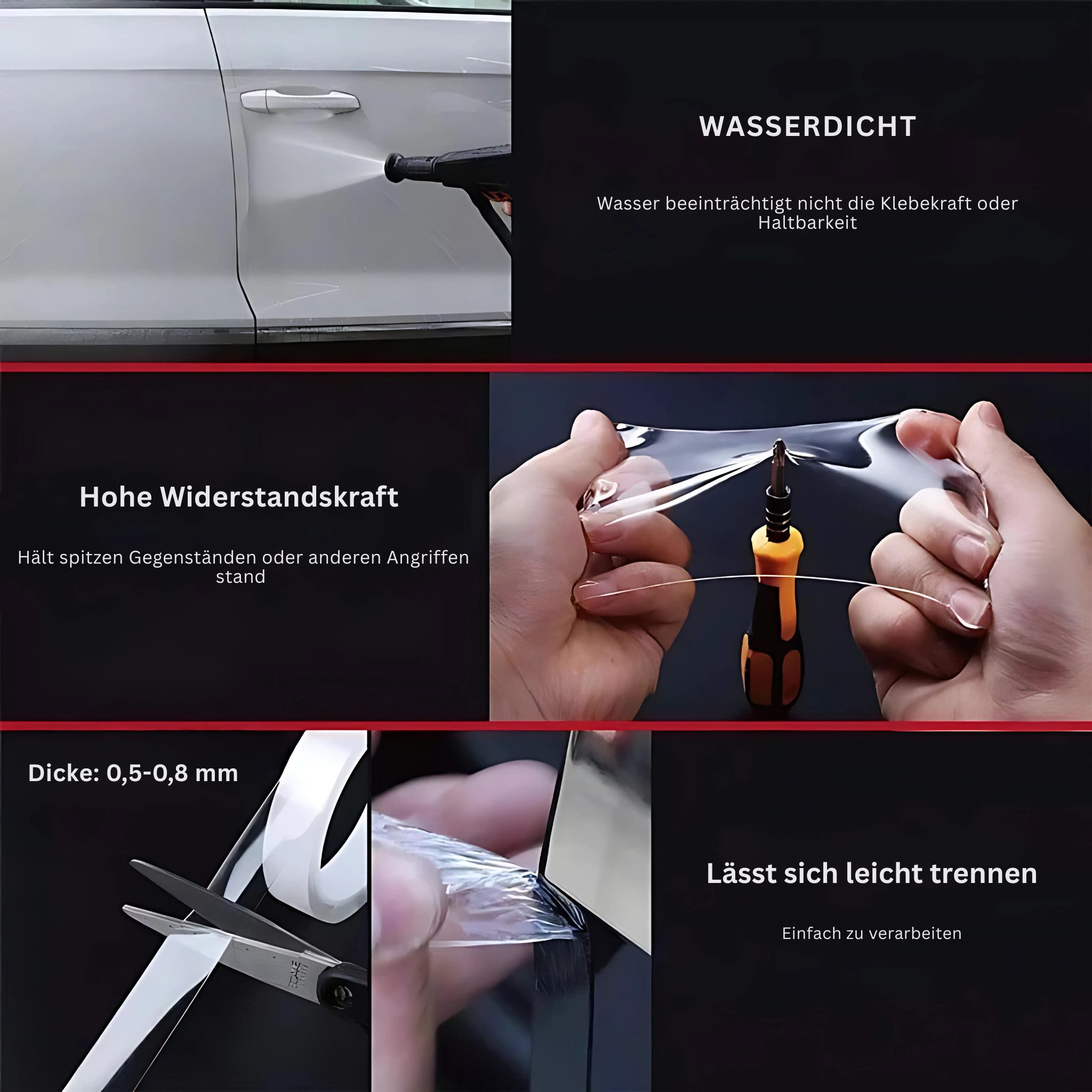 HS.SUPPLY Lackschutzfolie Auto Kratzerschutzfolie Transparent – Lackschutzfolie selbstklebend, Universell kompatibel, schützt zuverlässig – Bild 5 von 5