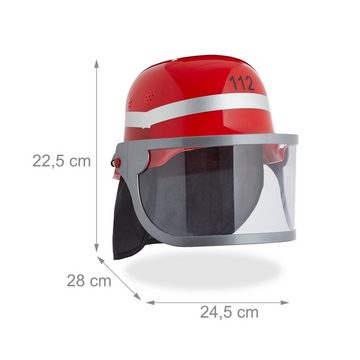 relaxdays Feuerwehrhelm 4er Set Feuerwehrhelm für Kinder in Rot