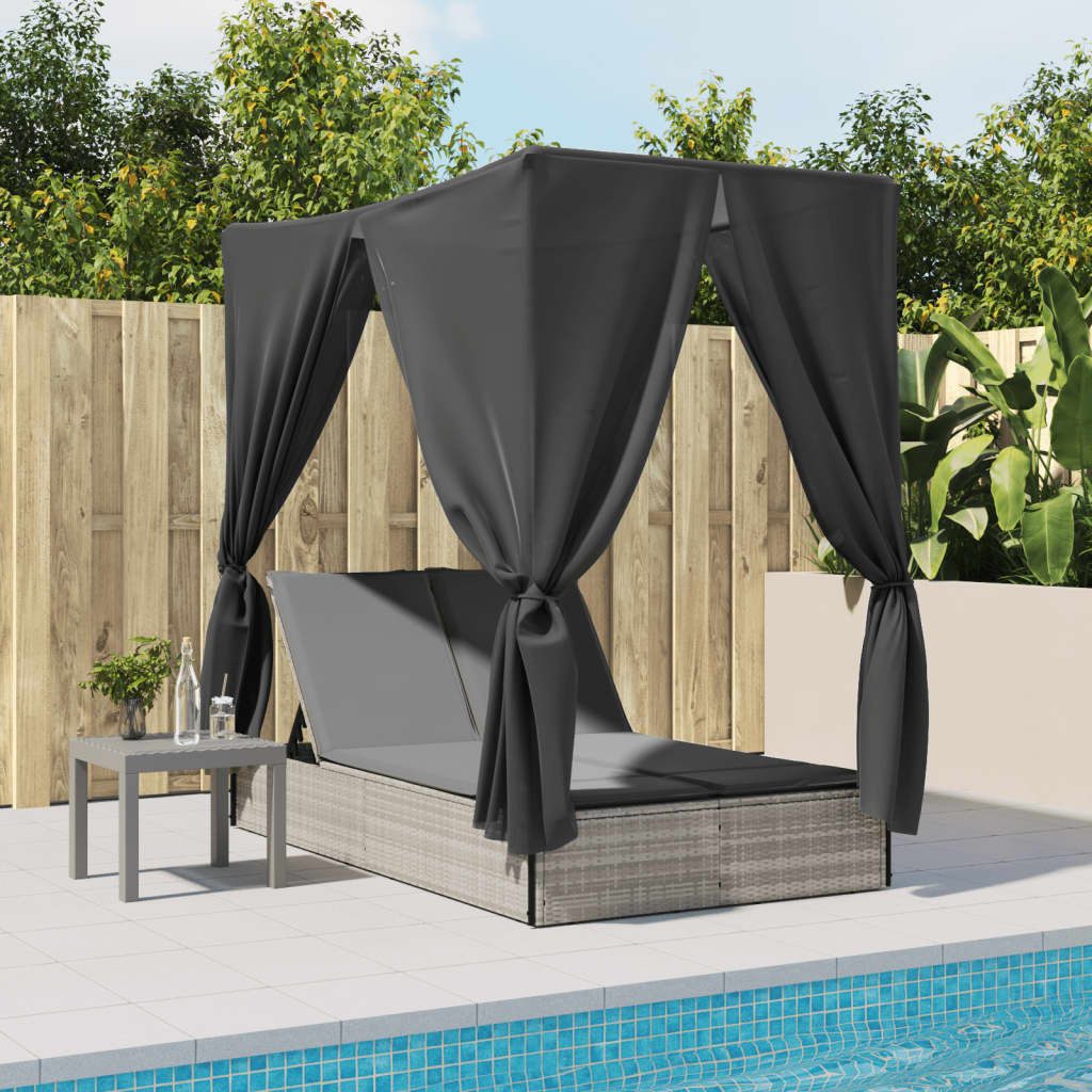 vidaXL Gartenliege Doppel-Sonnenliege mit Dach und günstig online kaufen