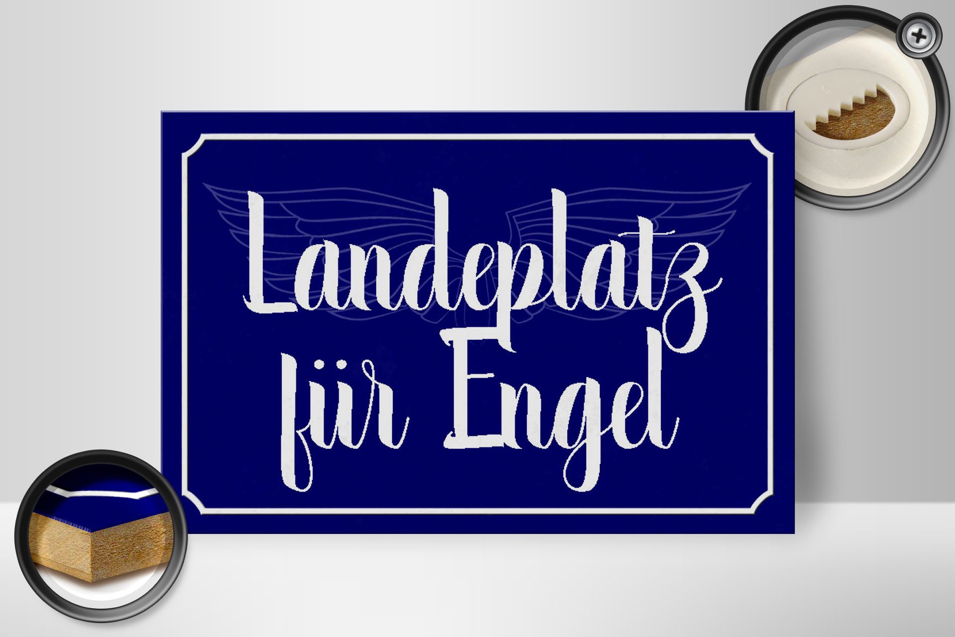 Holzbild Spruch 30x20cm Landeplatz für Engel