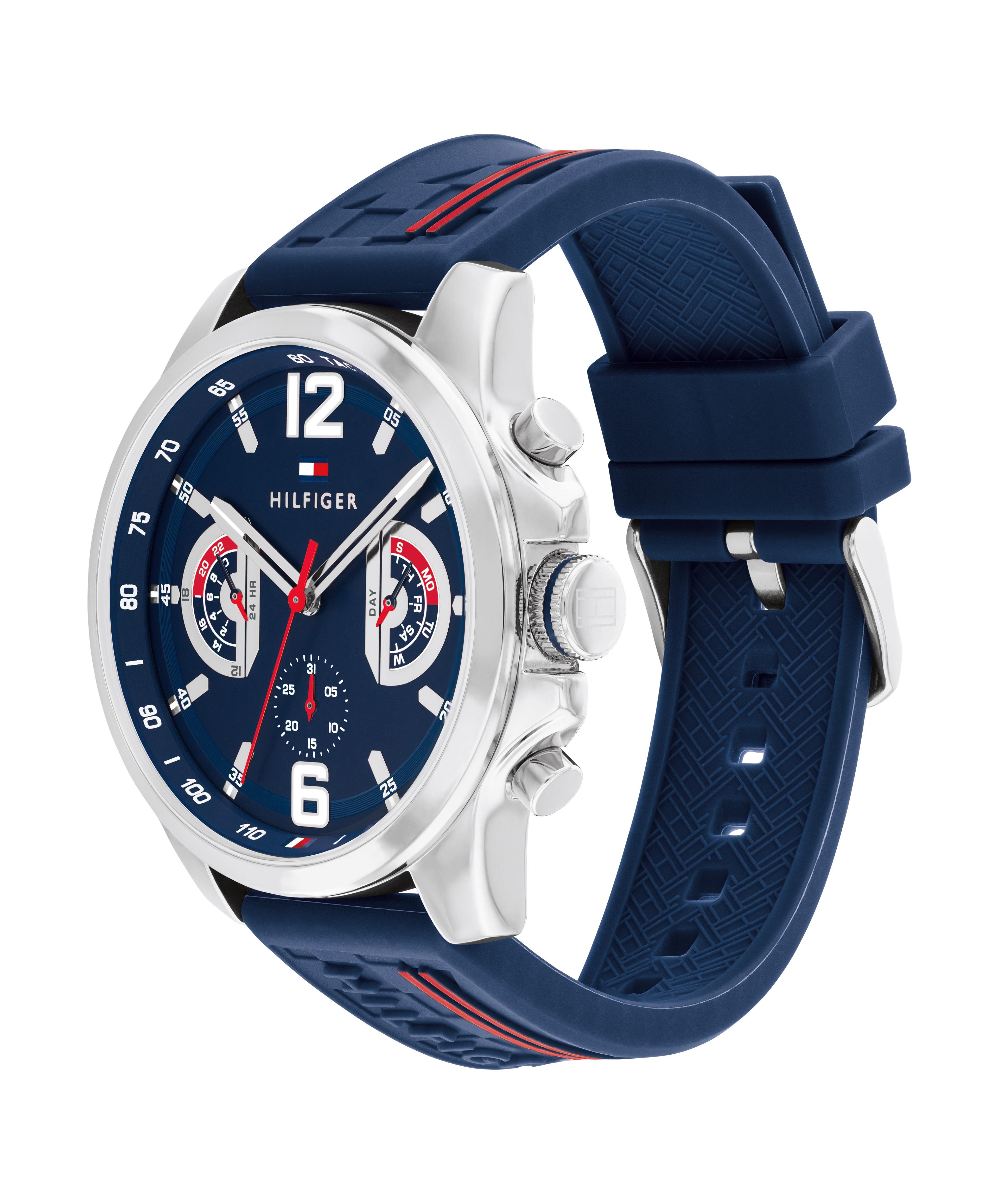 Tommy Hilfiger Multifunktionsuhr TUCKER 1710635, Quarzuhr, Armbanduhr, Herrenuhr, Silikonarmband, analog