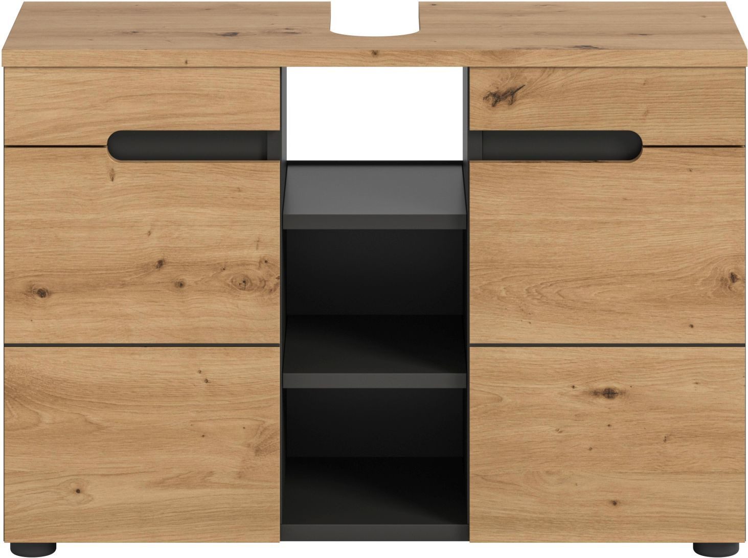 xonox.home Waschbeckenschrank Artisan Nachbildung Basalt Grau günstig online kaufen