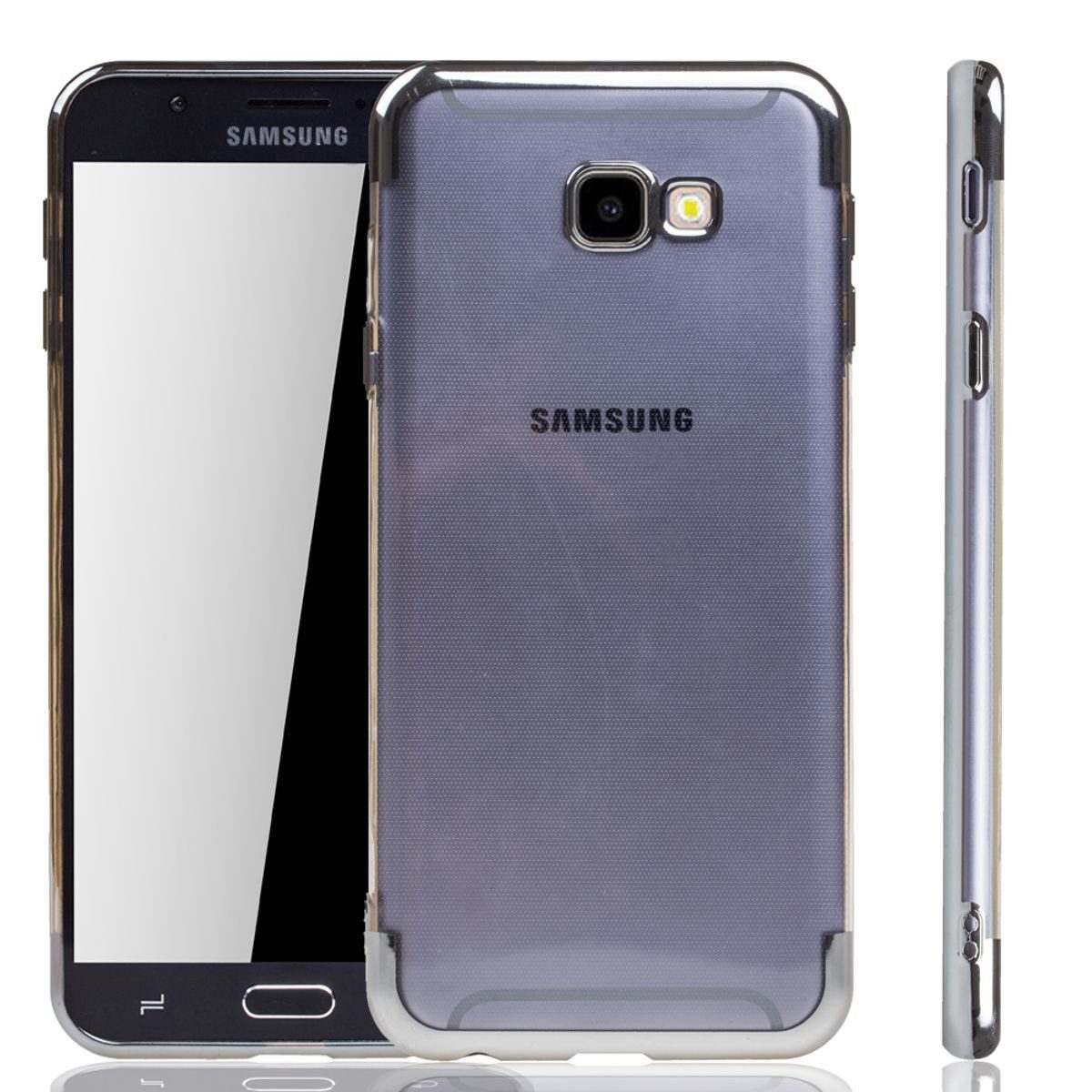 König Design Handyhülle Samsung Galaxy J4 Plus, Samsung Galaxy J4 Plus Handyhülle Bumper Backcover Silber