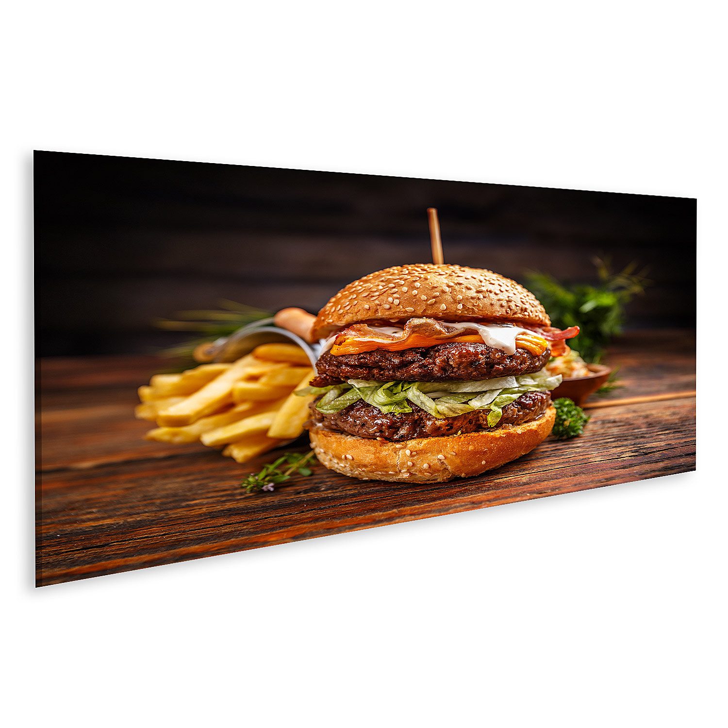 Leinwandbild Leckere Burger Restaurant Diner Imbiss Pommesbude Bilder