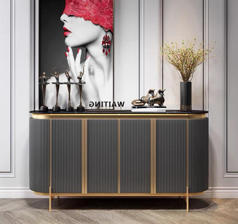 JVmoebel Sideboard Grau Sideboard Luxus Designer Holz Regal Schrank Мебель Kommode (1 St., Sideboard), Made in Europa