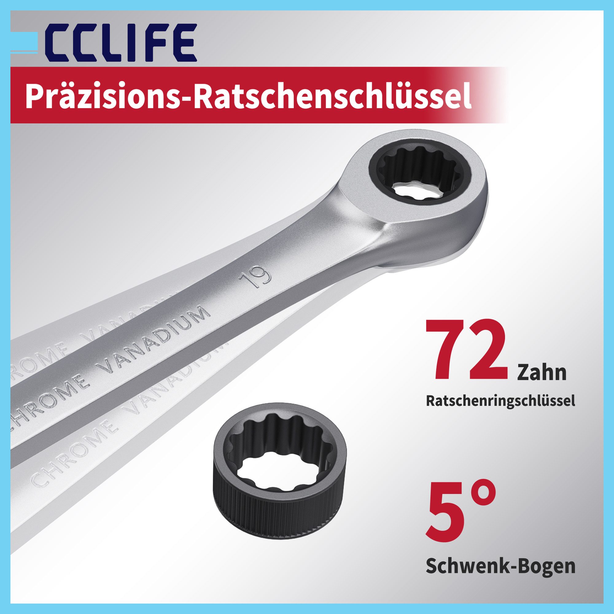 CCLIFE Gabel- und Ringschlüssel CCLIFE Ratschenschluessel Satz Ringratschenschluessel Werkzeug Set (12 St)