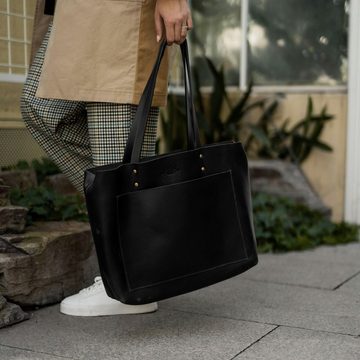 SID & VAIN Handtasche Leder Umhängetasche Damen PIPER, Henkeltasche Echtleder für Damen, Schultertasche schwarz