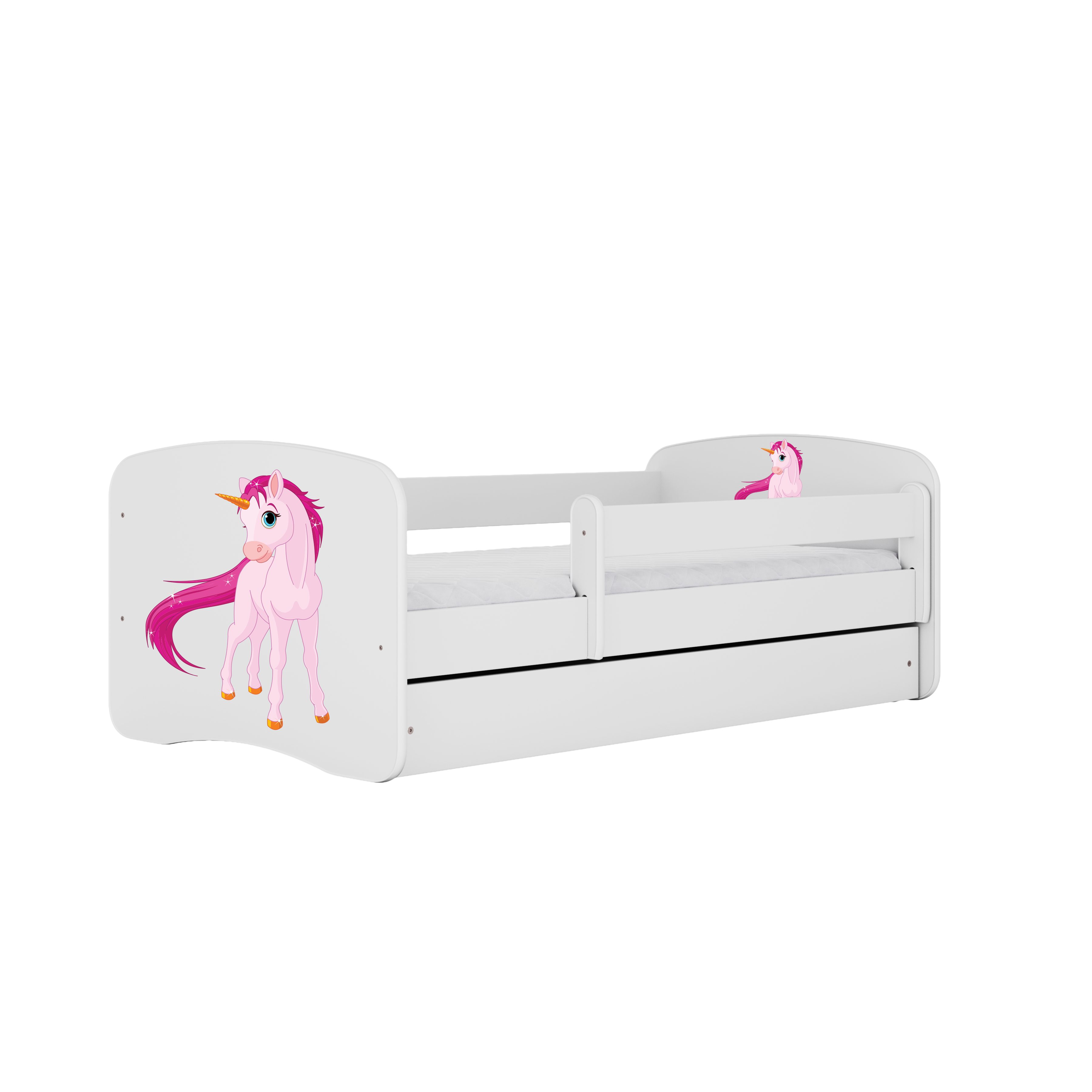 Raumhirsch Furniture Kinderbett 70x140, 80x160, 80x180 cm - Komplettset mit Matratze & Schublade (Bett für Mädchen, Einzelbett Kinder 2–12, mit Rausfallschutz & Lattenrost), verschiedene Farben & Designs