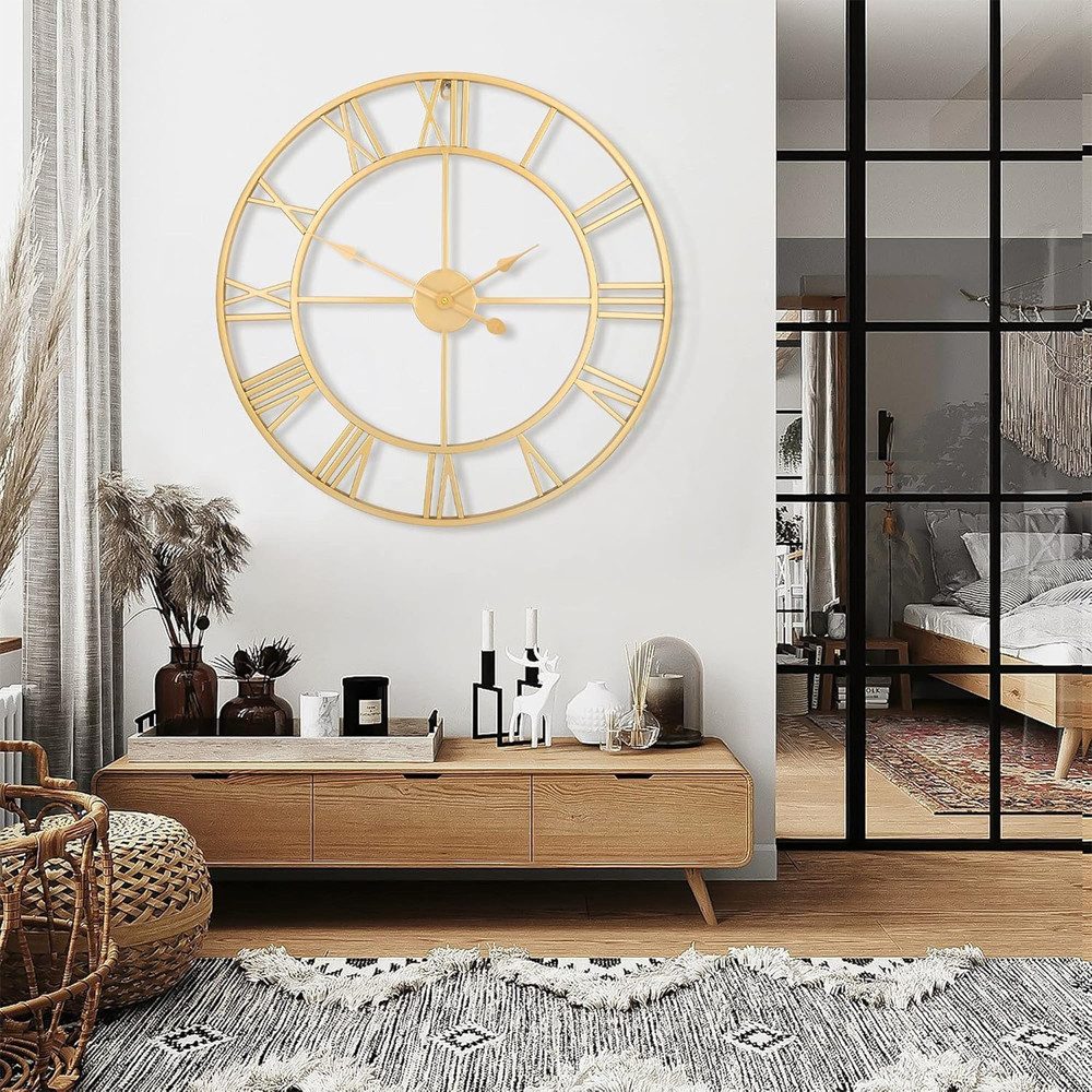 TUWENA Wanduhr Große Wanduhr,40/50cm Ohne TickgeräUsche Römische Ziffer Quarz Wanduhr (Betriebene Wanduhr Einfach Lesen für Zuhause Schlafzimmer Büro Schule) – Bild 4 von 5