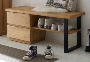 MCA furniture Garderoben-Set Yorkshire, (Flurgarderobe 3-teilig, Eiche Furnier geölt und Metall schwarz, 3-St., 108 x 195 cm), mit Soft-Close