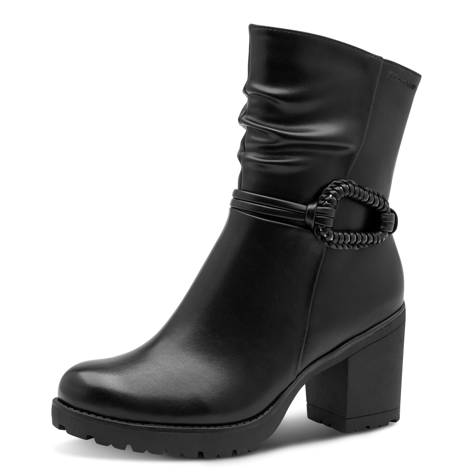 MARCO TOZZI Stiefelette Blockabsatz, Boots mit Bändern und Schmuckelement