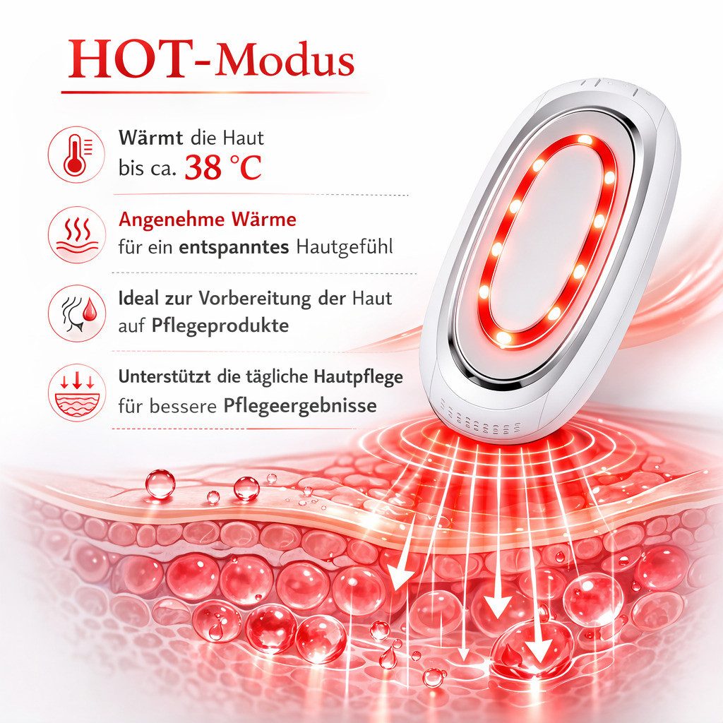 COOL-i ® Mikrodermabrasionsgerät 3-in-1 Hautpflegegerät für kosmetische Gesichtspflege, mit Warm & Kühlfunktion, LED Licht & sanfter Mikrostrom