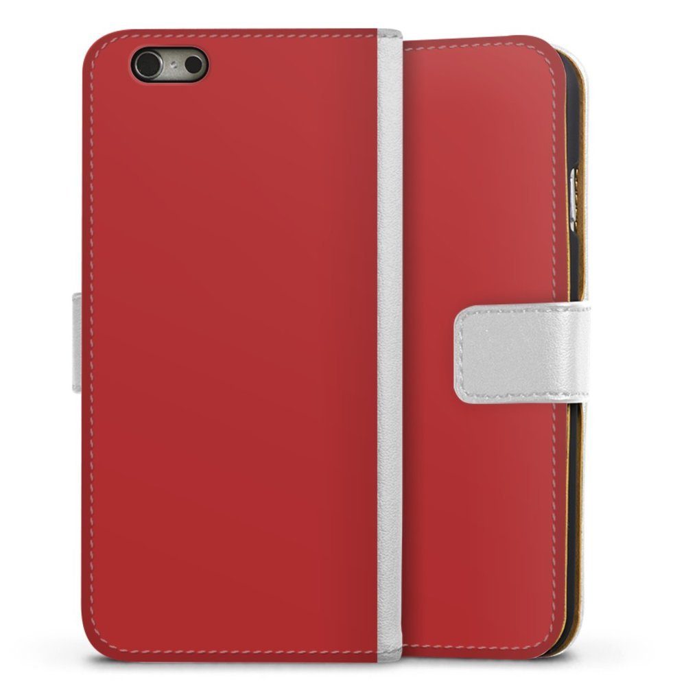 DeinDesign Handyhülle Rot einfarbig Farbe Karminrot, Apple iPhone 6s Hülle  Handy Flip Case Wallet Cover Handytasche Leder