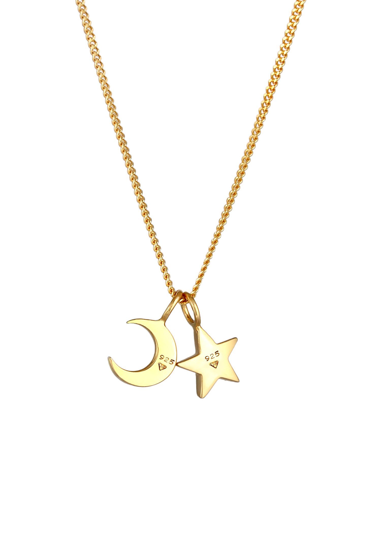 Elli Kette mit Anhänger Stern Astro Astro Mond Basic Gold Anhänger 925 Silber