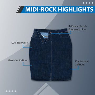 German Wear Jeansrock Trend462R Midi Denim Denim Trendiger Midi Rock Jeansrock Denimrock Business Rock