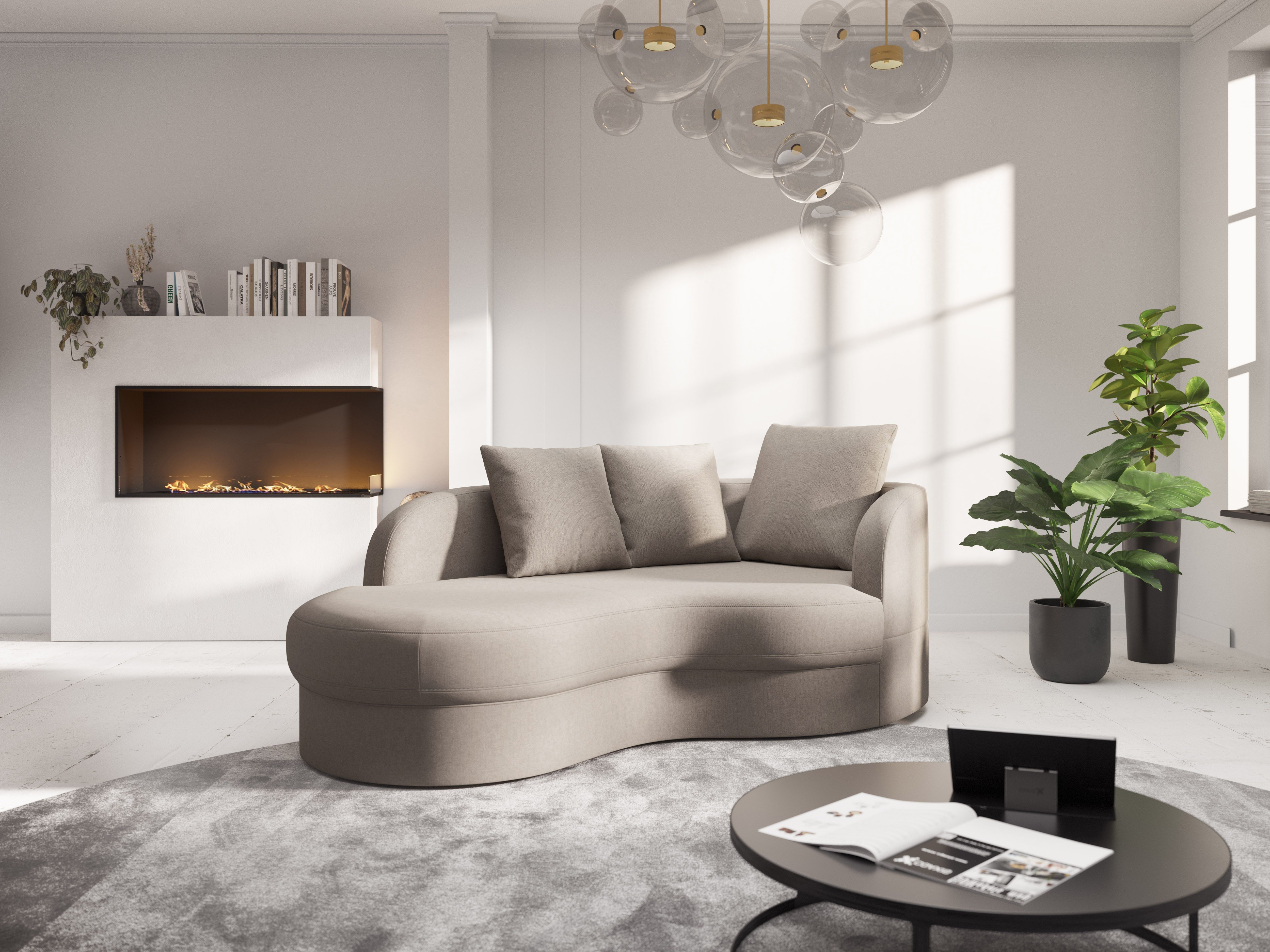 sit&more Recamiere Samba, moderne organische Form, inkl. 3 loser Rückenkissen