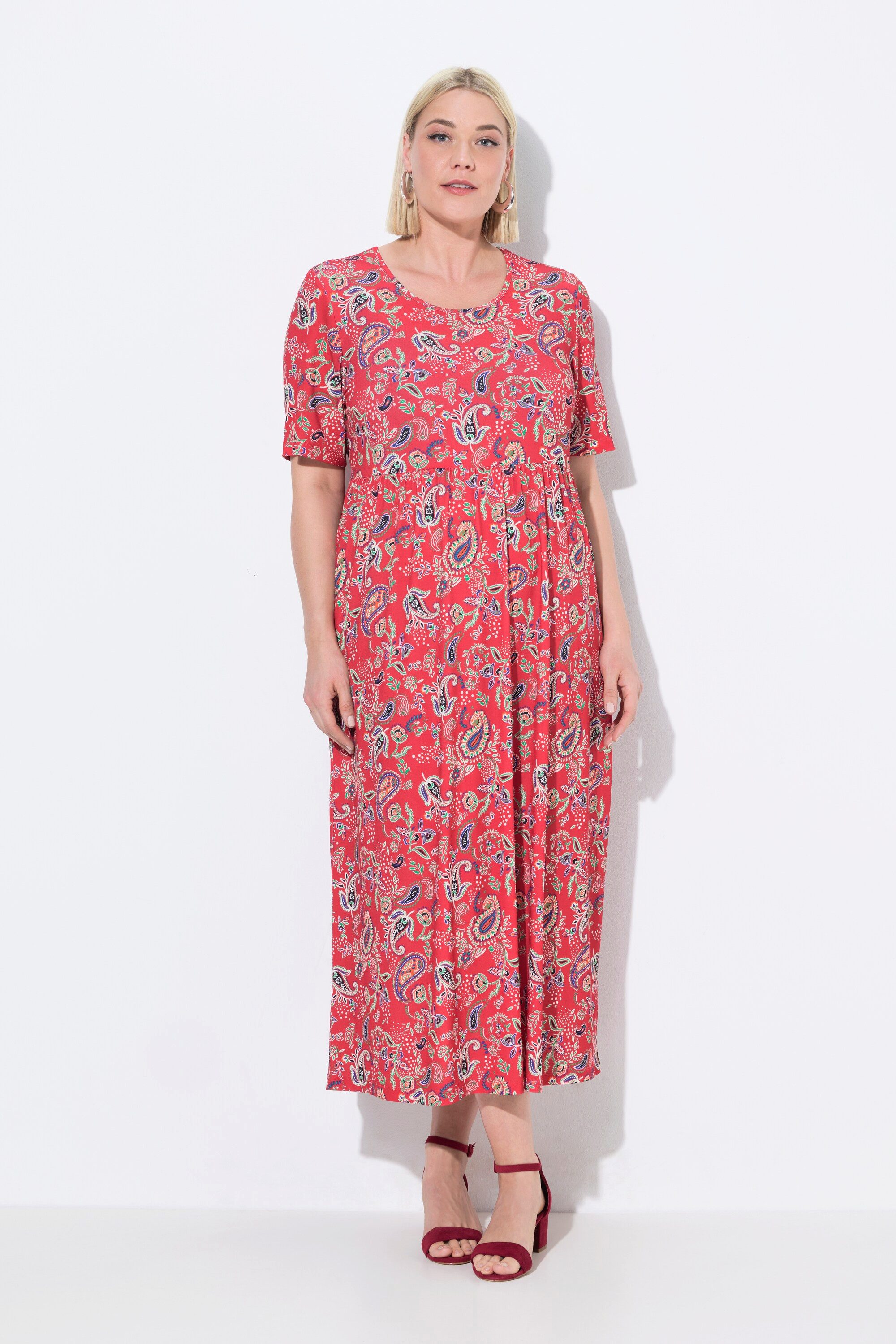 Ulla Popken Maxikleid Maxikleid A-Linie Rundhals günstig online kaufen