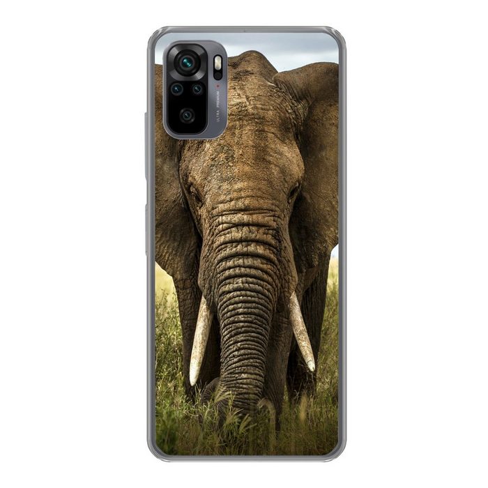 MuchoWow Handyhülle Elefant - Natur - Gras - Tiere - Landschaft Phone Case Handyhülle Xiaomi Redmi Note 10 Pro Silikon Schutzhülle