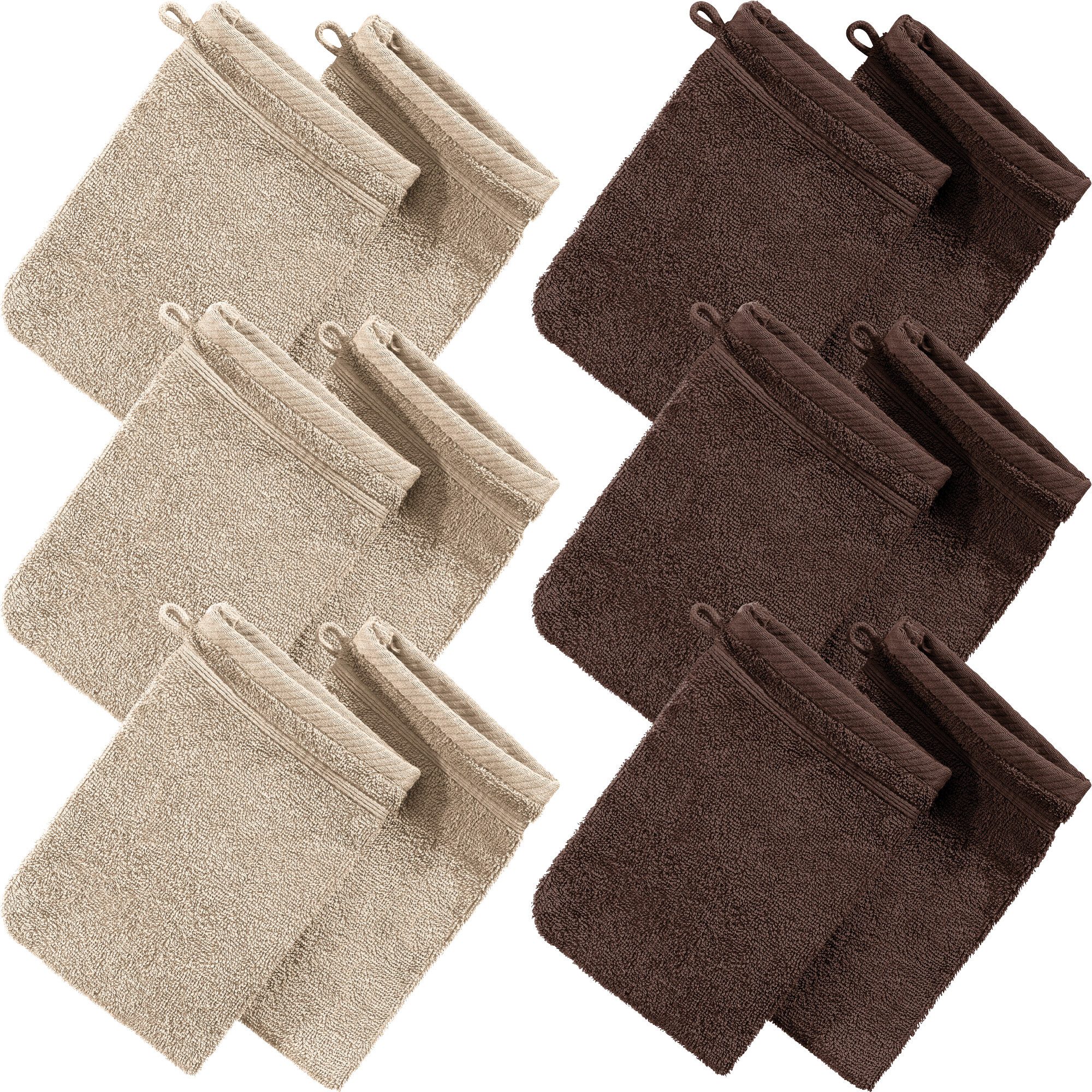 Erwin Müller Handtuch Set Waschhandschuh "Heidelberg" 12er-Pack, Frottier, Walk-Frottier Uni