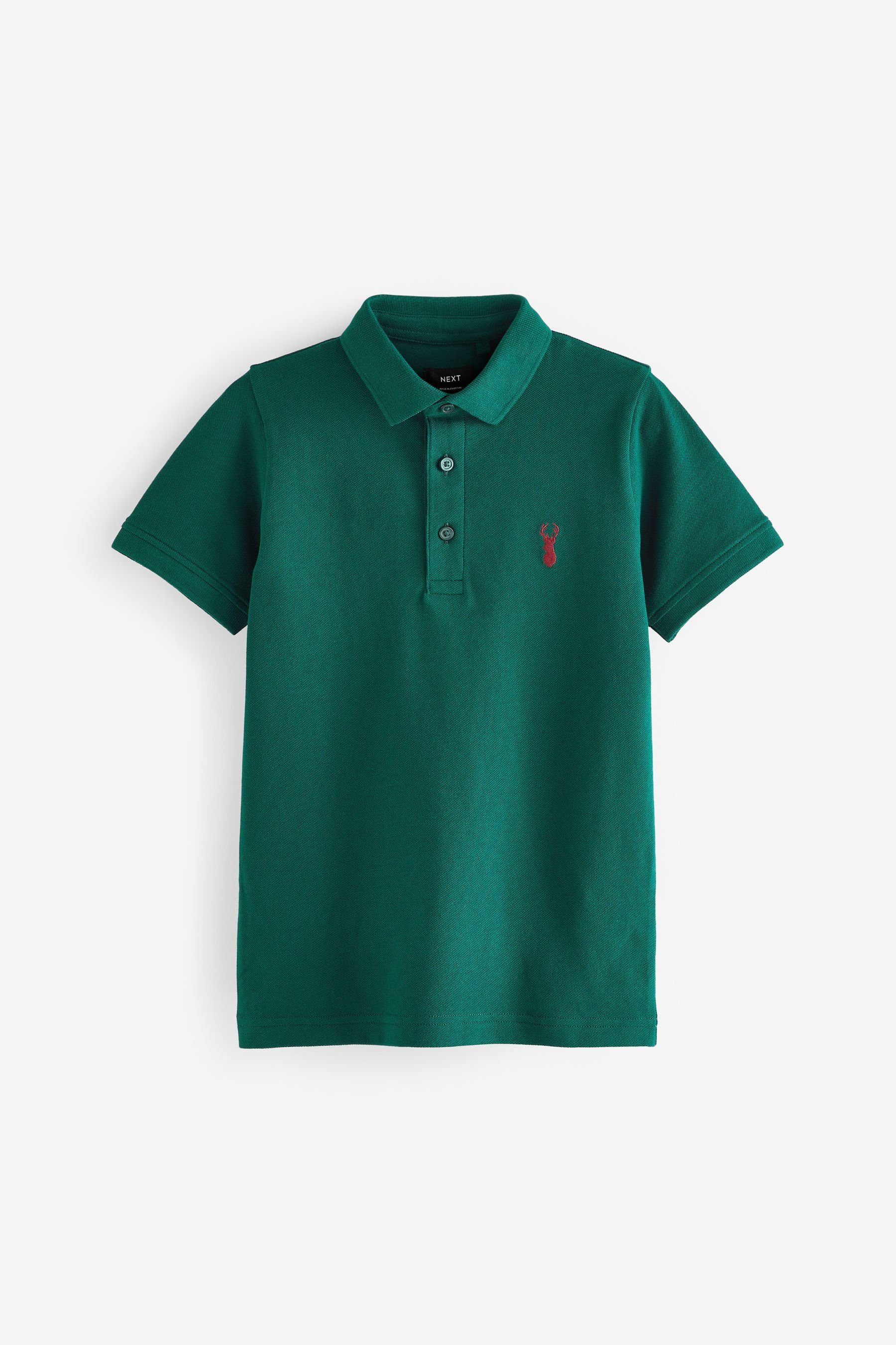 Dark Polo-Shirt (1-tlg) Poloshirt Next Kurzärmeliges Green