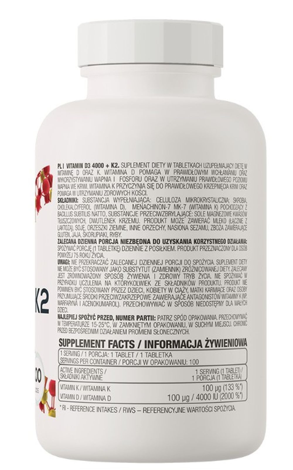 OstroVit Ostrovit Vitamin D3 4000+ K2 - 100 Tabletten Tabletten