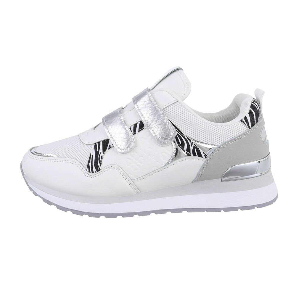 Ital-Design Damen Low-Top Freizeit Sneaker Keilabsatz/Wedge Sneakers Low in  Weiß