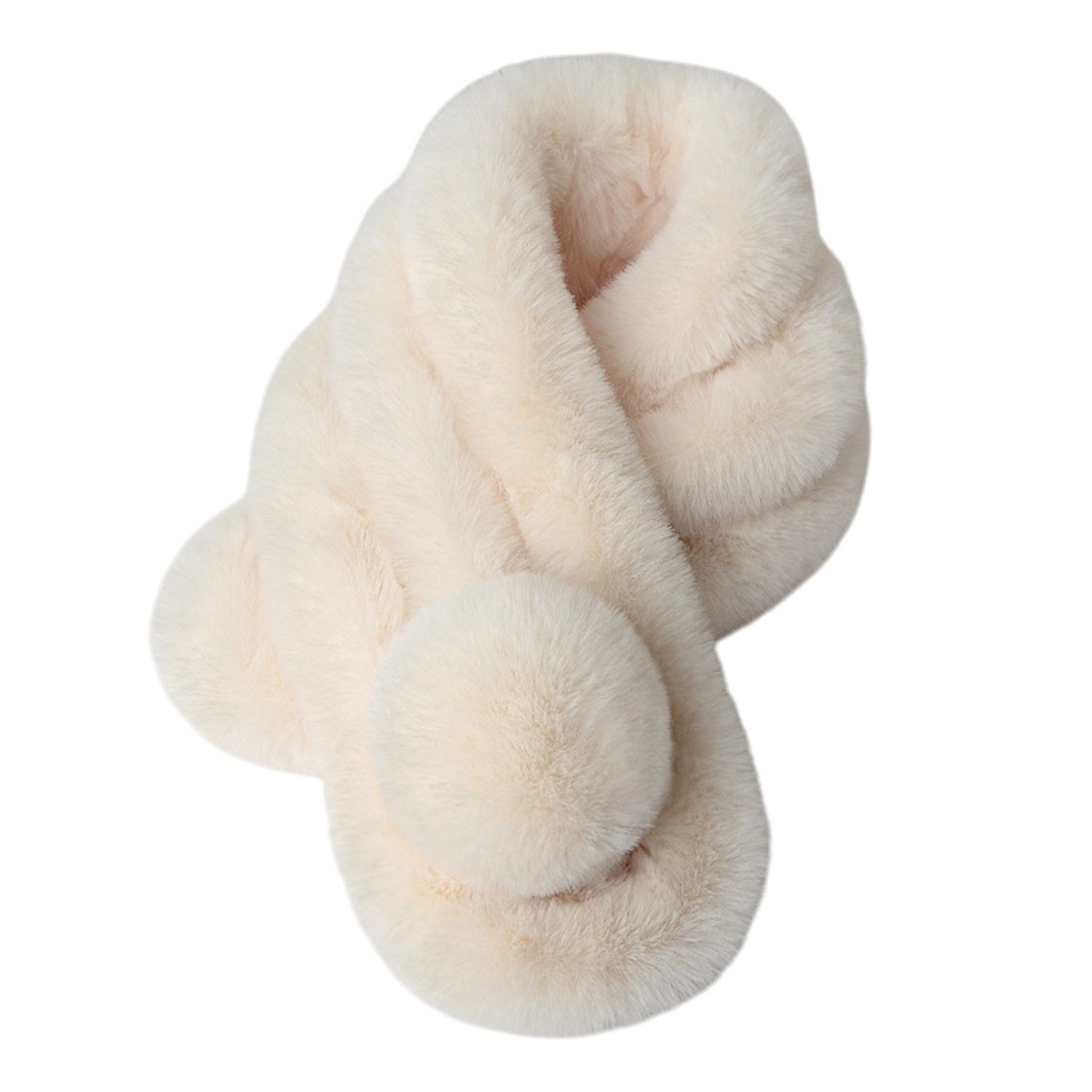 Refttenw Schal Damen Schal Winterschal Pelzkragen mit Bommel aus Kunstpelz, günstig online kaufen