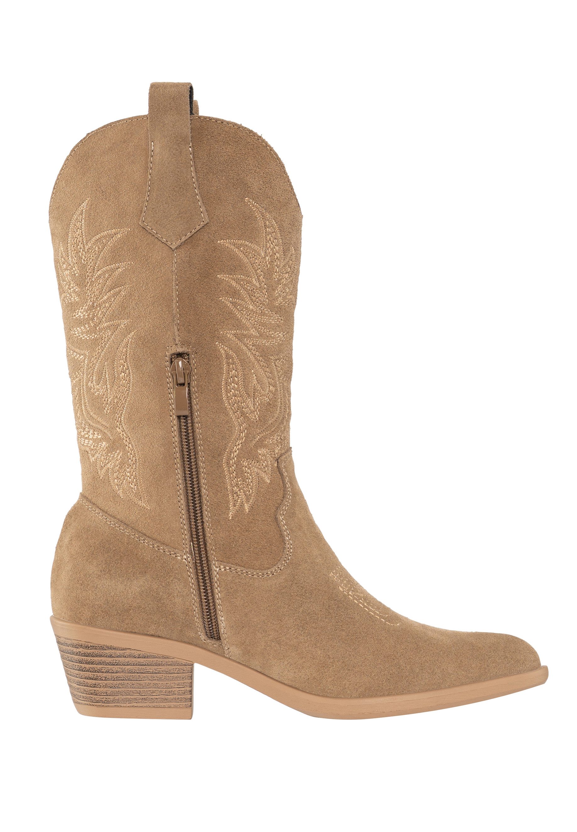 Salinyang Damen Westernstiefel mit Stickerei und Blockabsatz Cowboy Stiefelette