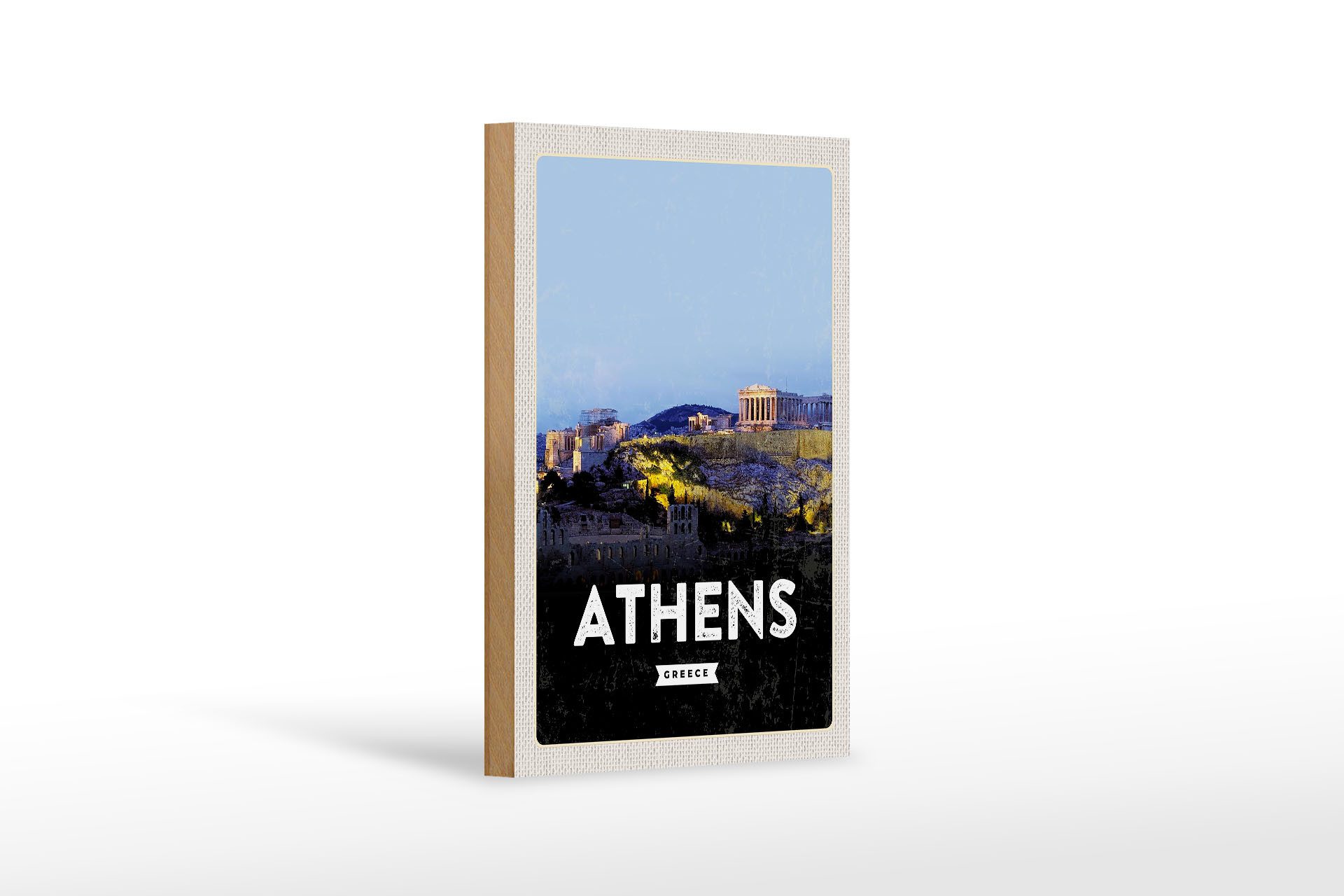 Femer GmbH Holzbild Reise 12x18cm Athens Greece Überblick, (1 St), Glatte Holzfaserplatte (MDF), vorn beschichtet