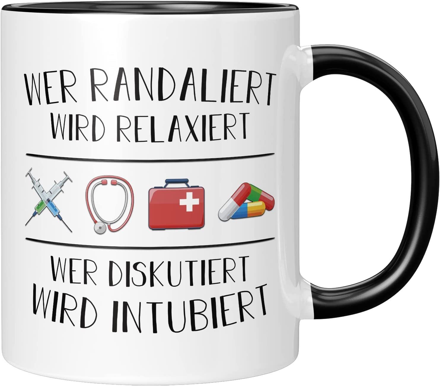 TassenTicker Tasse Wer Randaliert Wird Relaxiert - Schön Krankenschwester Geschenke Ideen, 330ml Schwarz