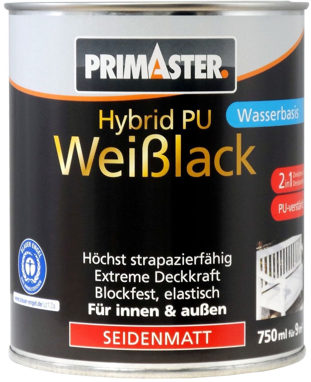 Primaster Weißlack Primaster Hybrid-PU-Weißlack 750 ml seidenmatt