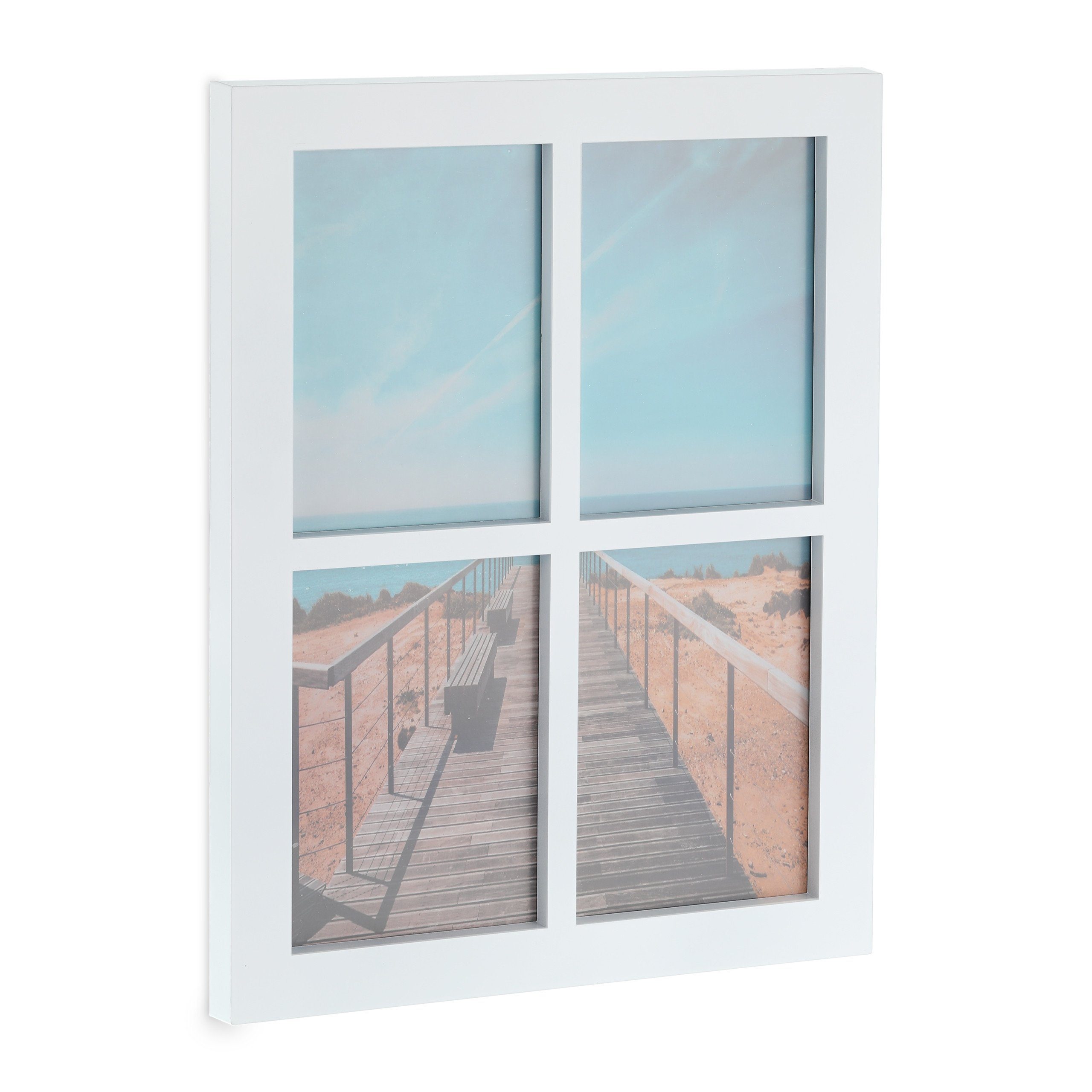 relaxdays Bilderrahmen Collage Bilderrahmen 4 Bilder Collage, weiß günstig online kaufen