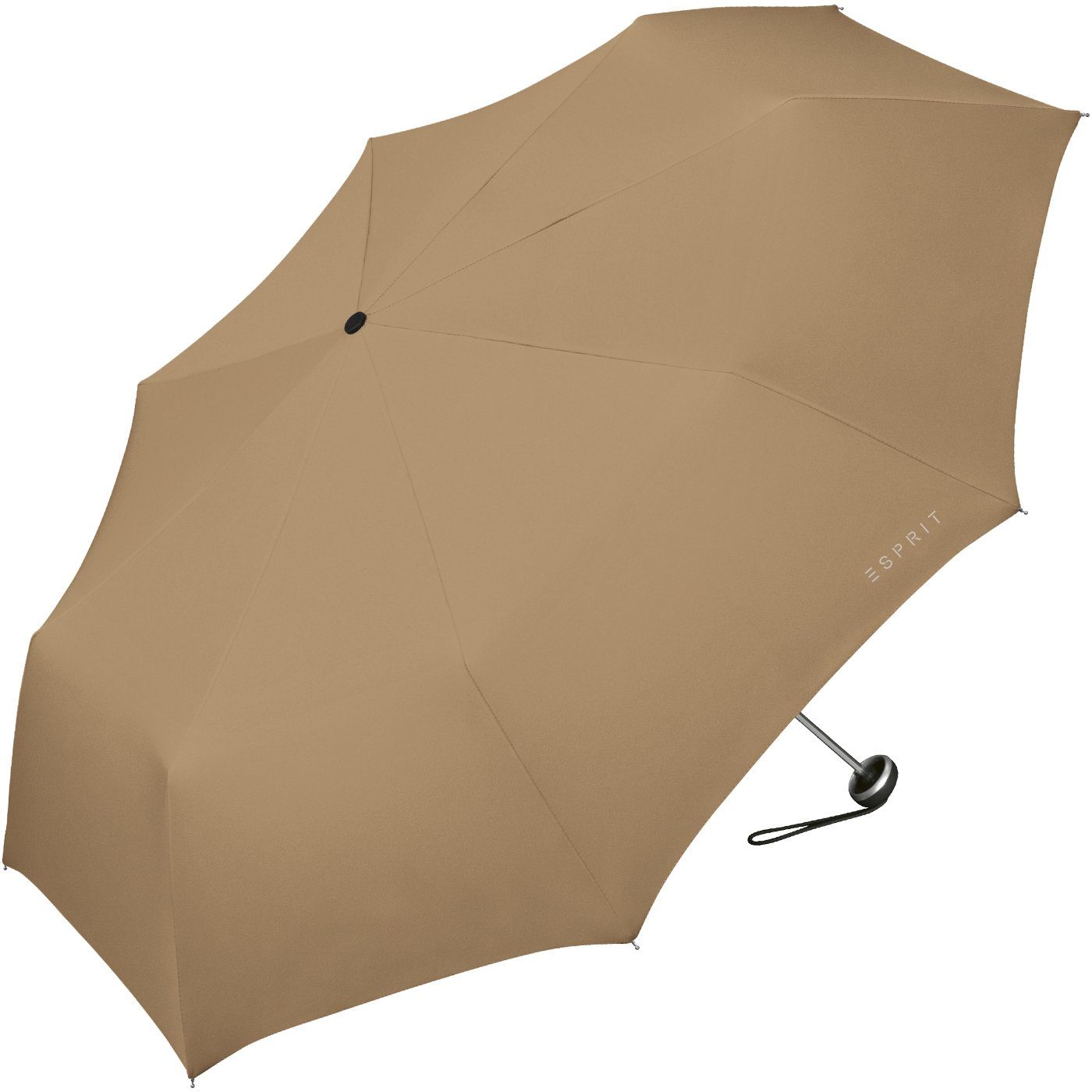 malt - Farben braun Schirm Damen, für chocolate handlicher modischen Taschenregenschirm Begleiter Esprit in leichter,