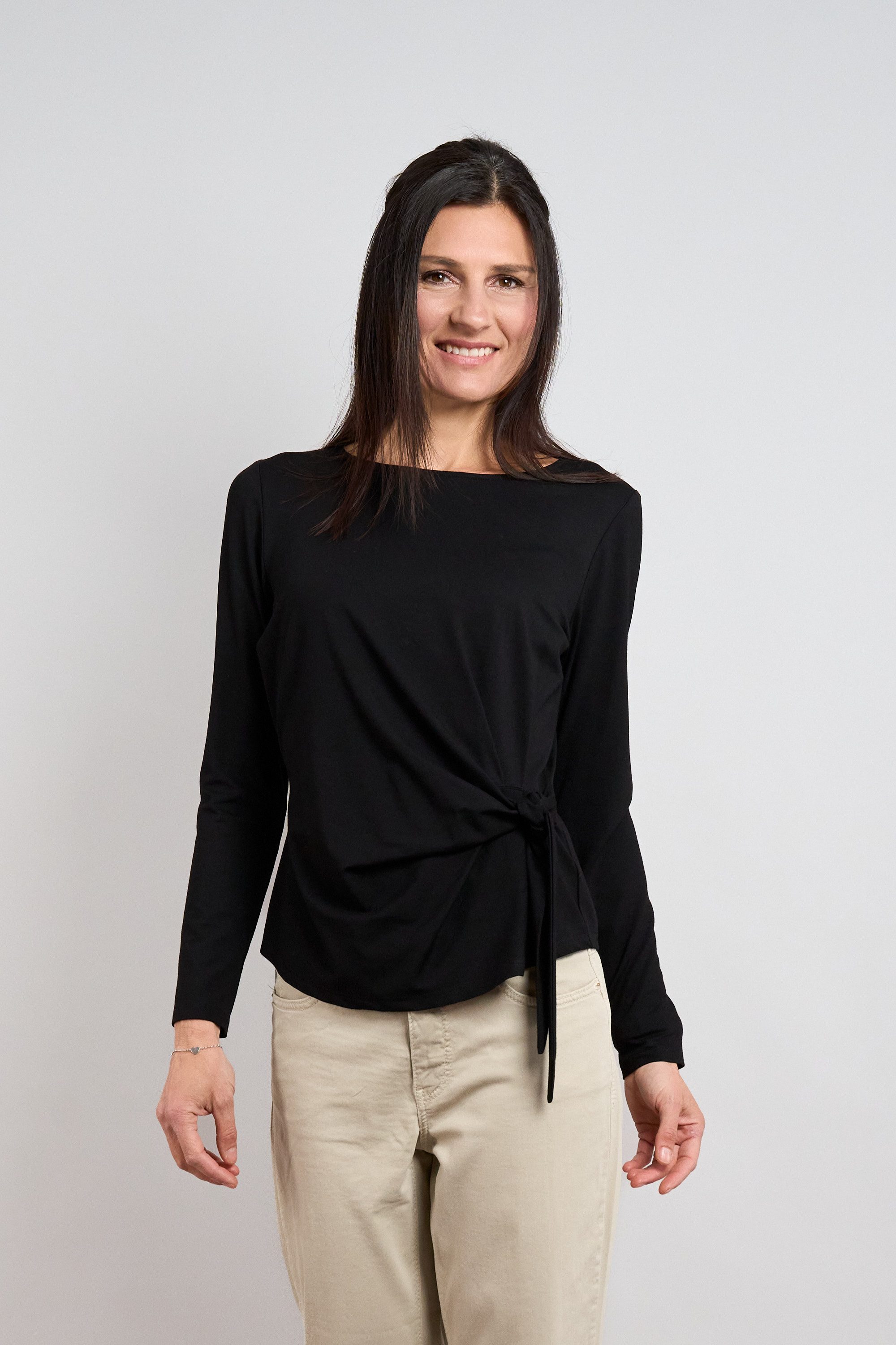 Seidel Moden Langarmshirt Langarmshirt mit seitlicher Bindung - MADE IN GERMANY