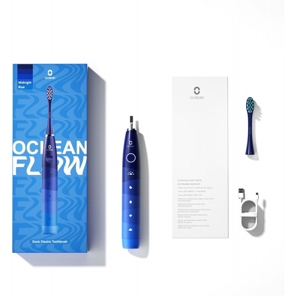Oclean Zahnbürste oclean Flow elektrische Zahnbürste blau mit Schalltechnik.