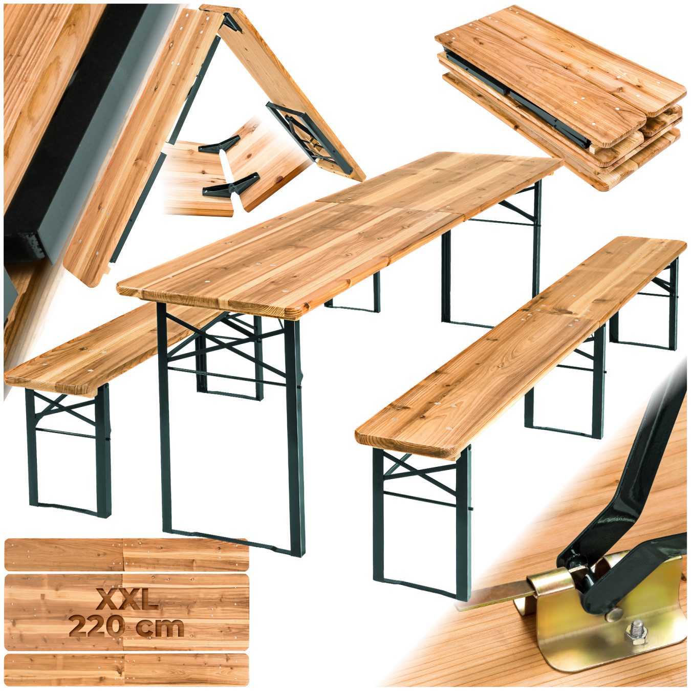 tectake Bierzeltgarnitur Festzeltgarnitur Ralf 3-tlg. klappbar, (Set., 3-tl günstig online kaufen