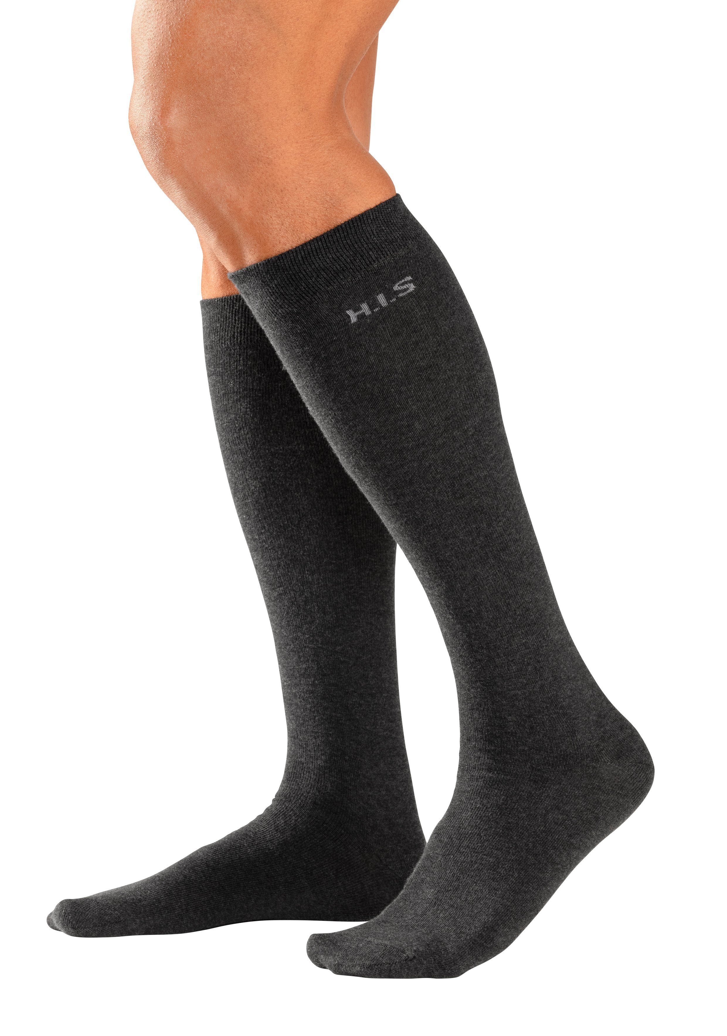 H.I.S Kniestrümpfe (Packung, 3-Paar) mit druckfreiem Bündchen