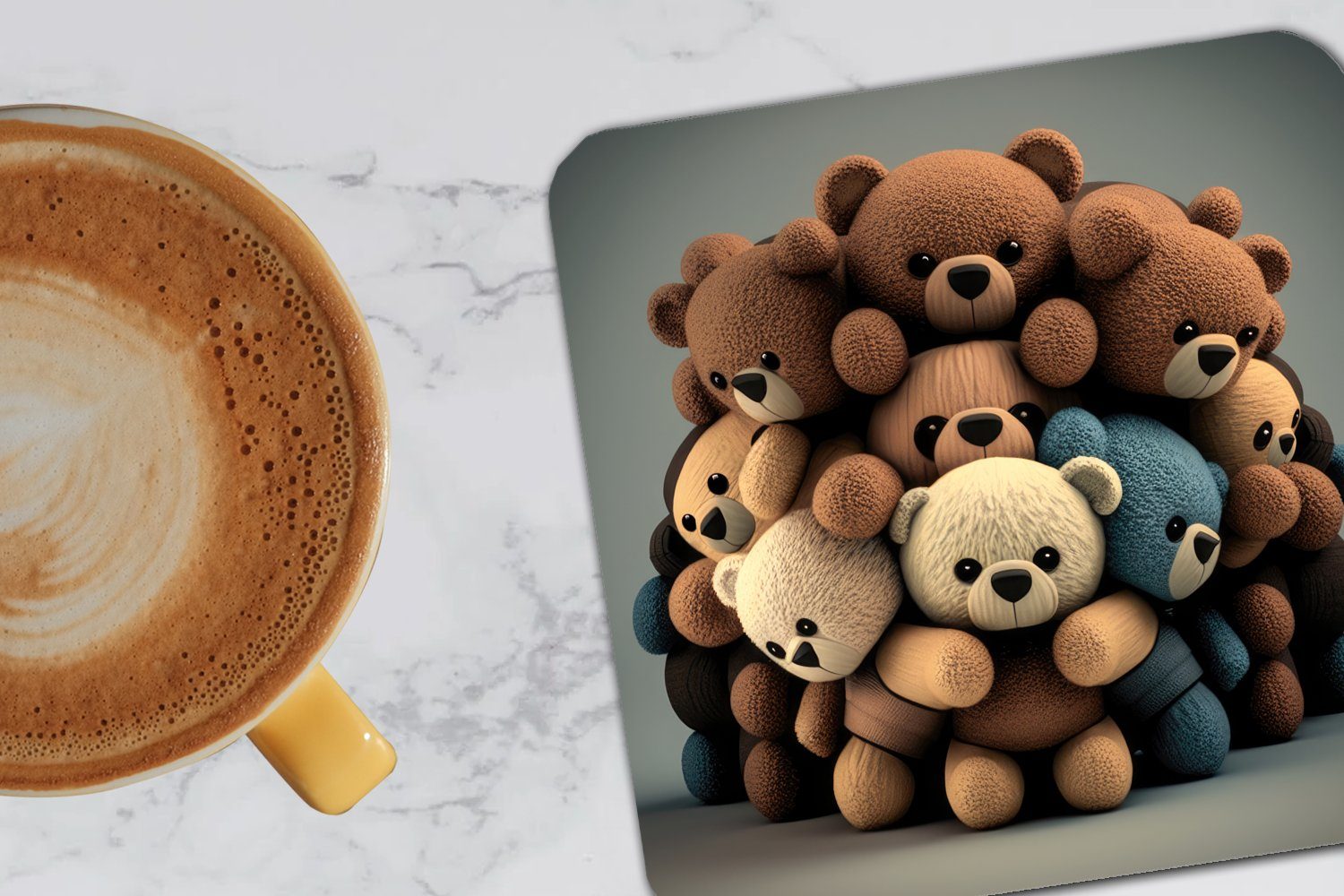 Mädchen, Tischuntersetzer, - Korkuntersetzer, - - Glasuntersetzer, Tasse für Jungen MuchoWow - Design 6-tlg., Teddy Glasuntersetzer - Gläser, Untersetzer, Zubehör Teddybär Braun