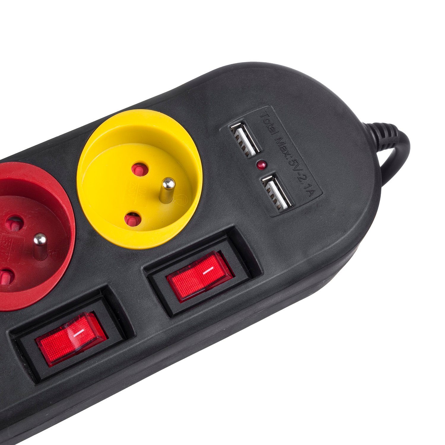 Maclean MCE229 Steckdosenleiste 4-fach (Ein- / Ausschalter, USB-Anschlüsse, separate Ein- / Ausschalter, Kindersicherung, Kabellänge 1.5 m), 4-Steckdosen-Verlän – Bild 5 von 5