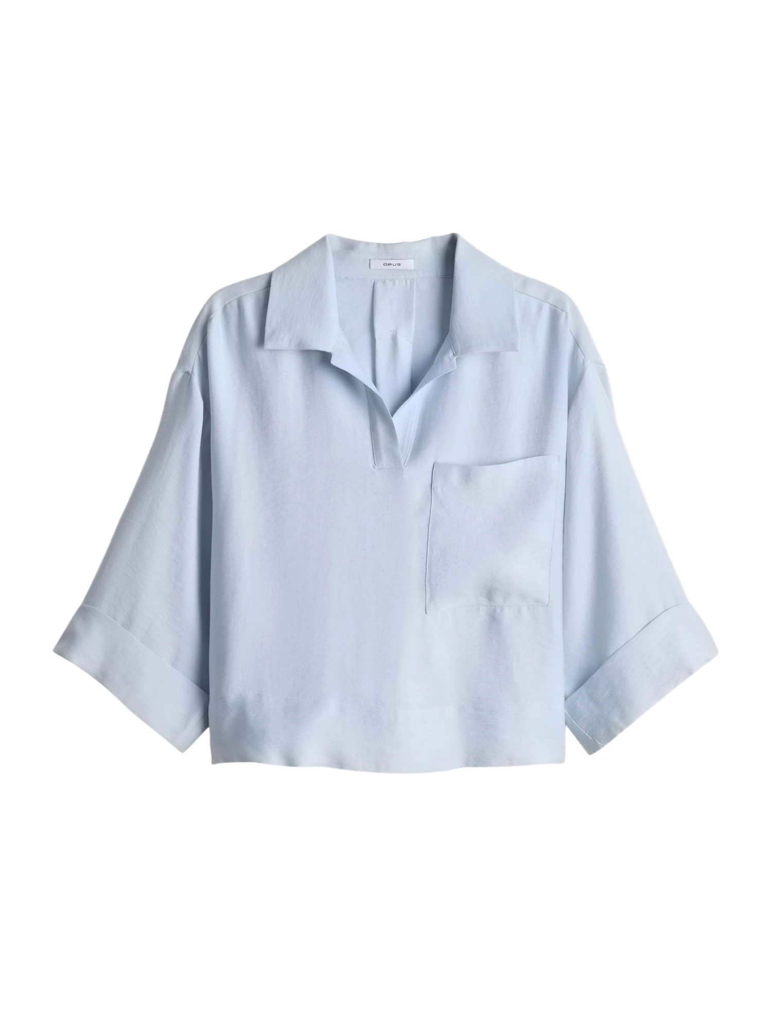 OPUS Blusenshirt blau,Casual,Modal,Unifarben,Polokragen,Kurz,Weit