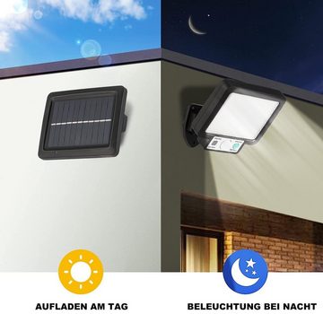 LETGOSPT Außen-Wandleuchte Solar Wandleuchte für Außen, 72 LED Solarleuchte mit Bewegungssensor, LED fest integriert, Tageslichtweiß, 3m Kabel, Gartenstrahler, Solar Path Straßenlampe, 1/2 Stücke